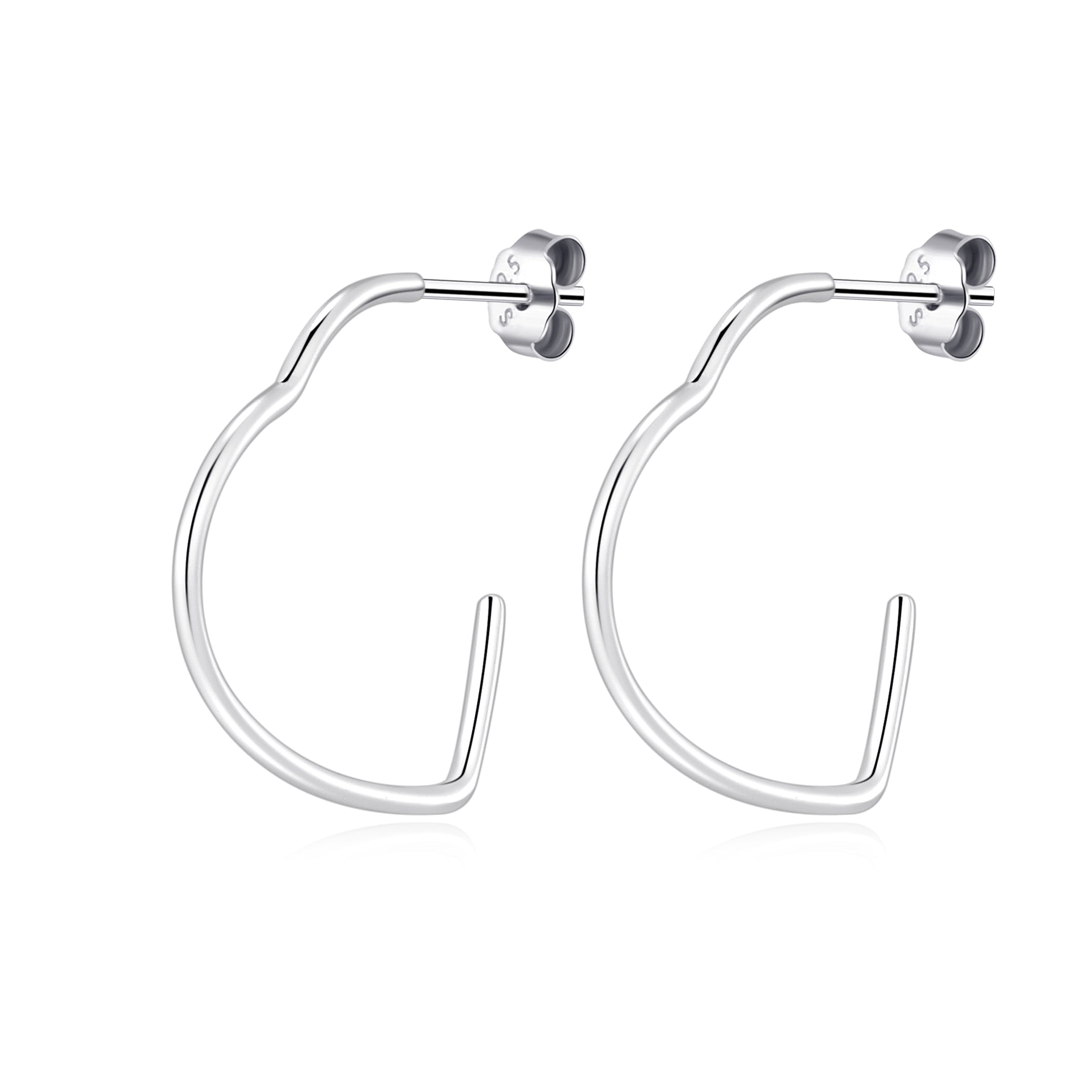 Sterling Silver Hooped Heart Earrings by Philip Jones Jewellery