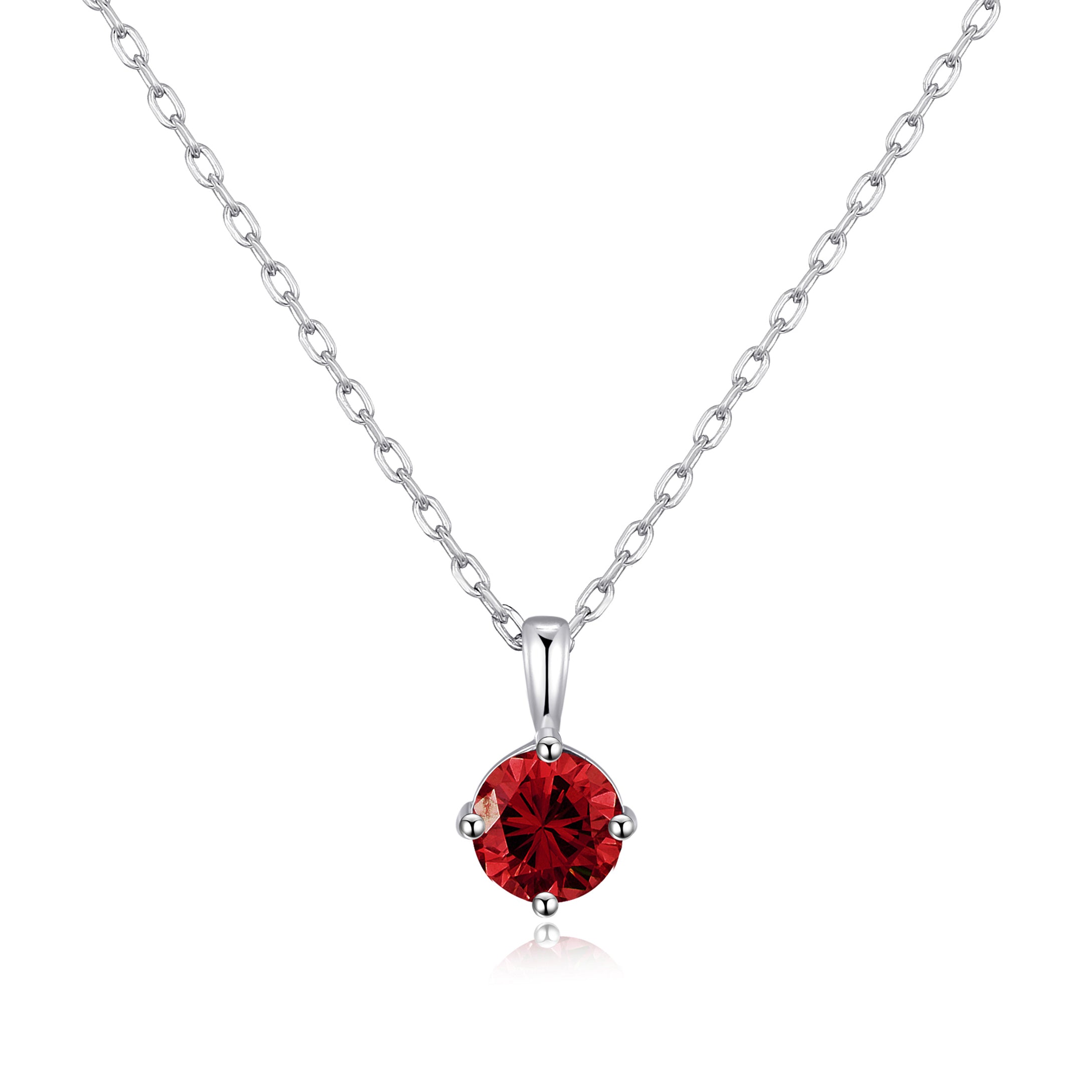 Sterling Silver January (Garnet) Birthstone Necklace Created with Zircondia® Crystals by Philip Jones Jewellery