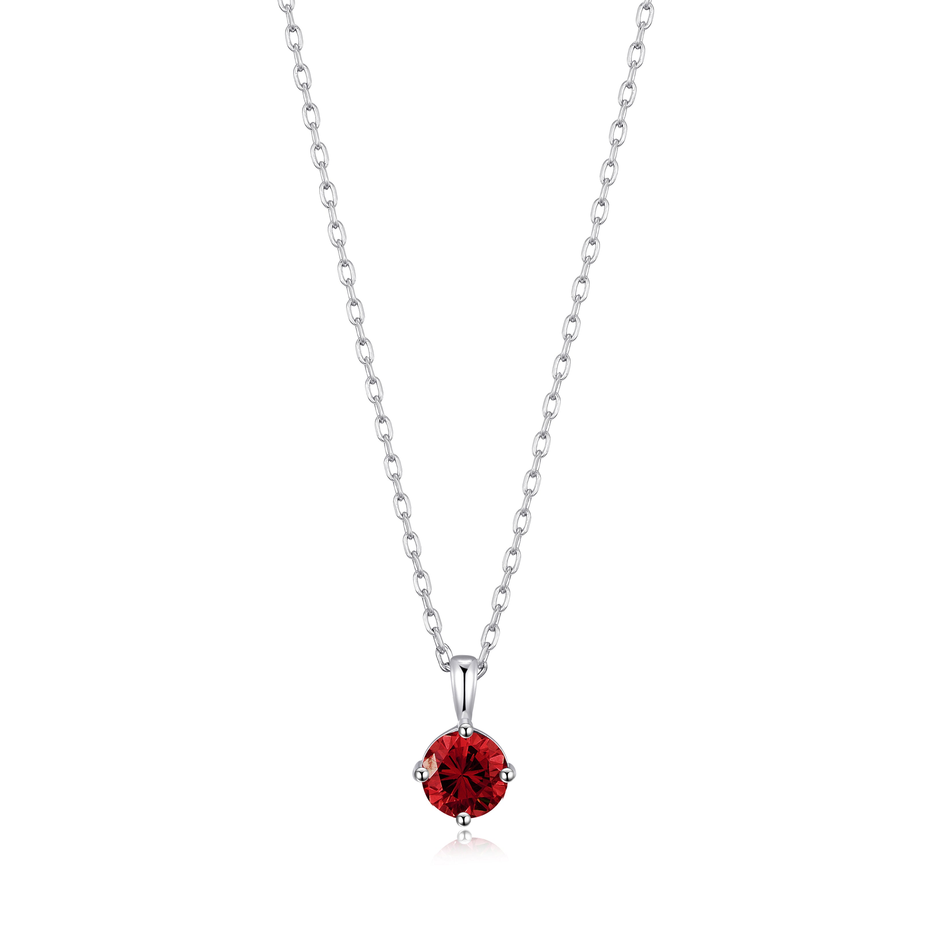 Sterling Silver January (Garnet) Birthstone Necklace Created with Zircondia® Crystals