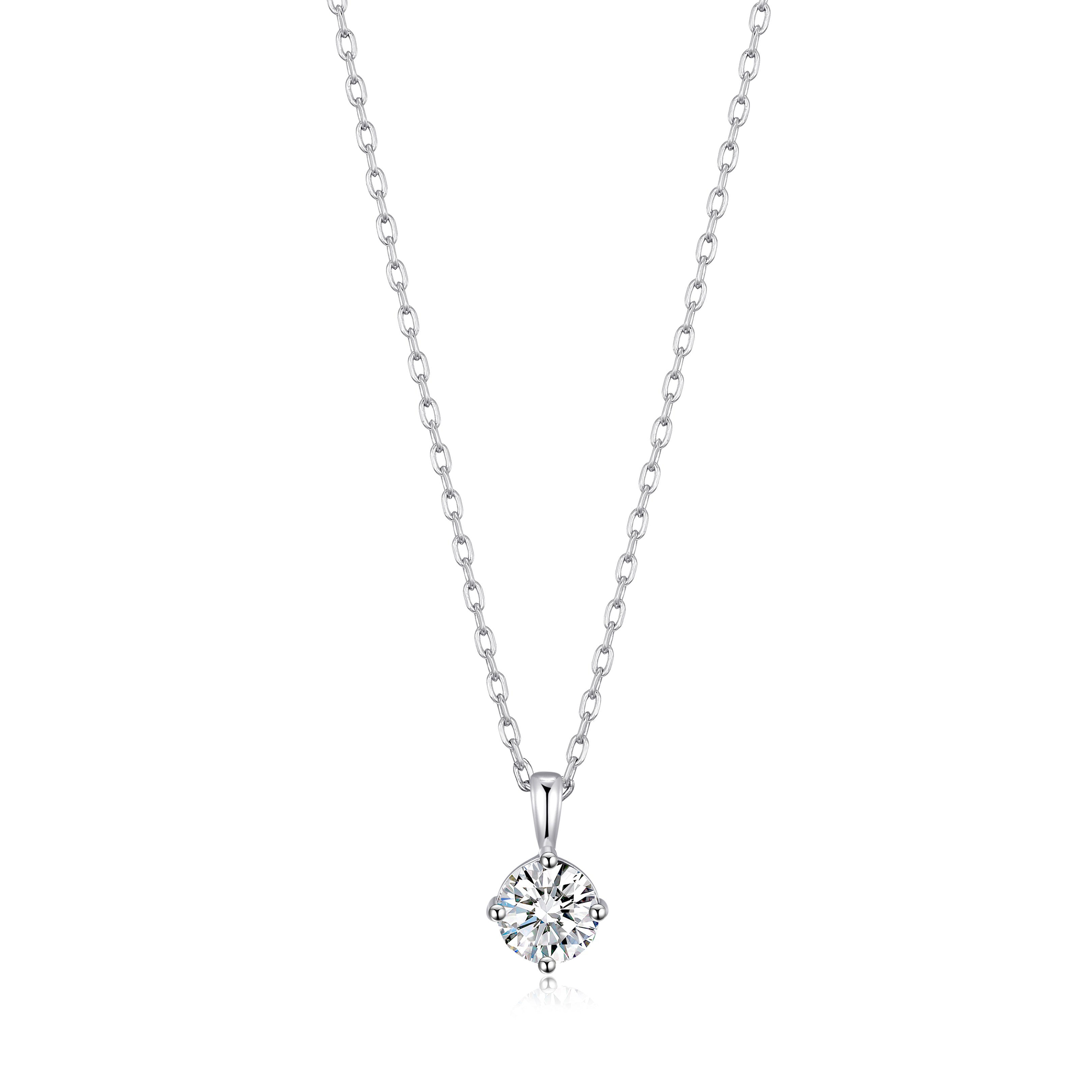 Sterling Silver April (Diamond) Birthstone Necklace Created with Zircondia® Crystals