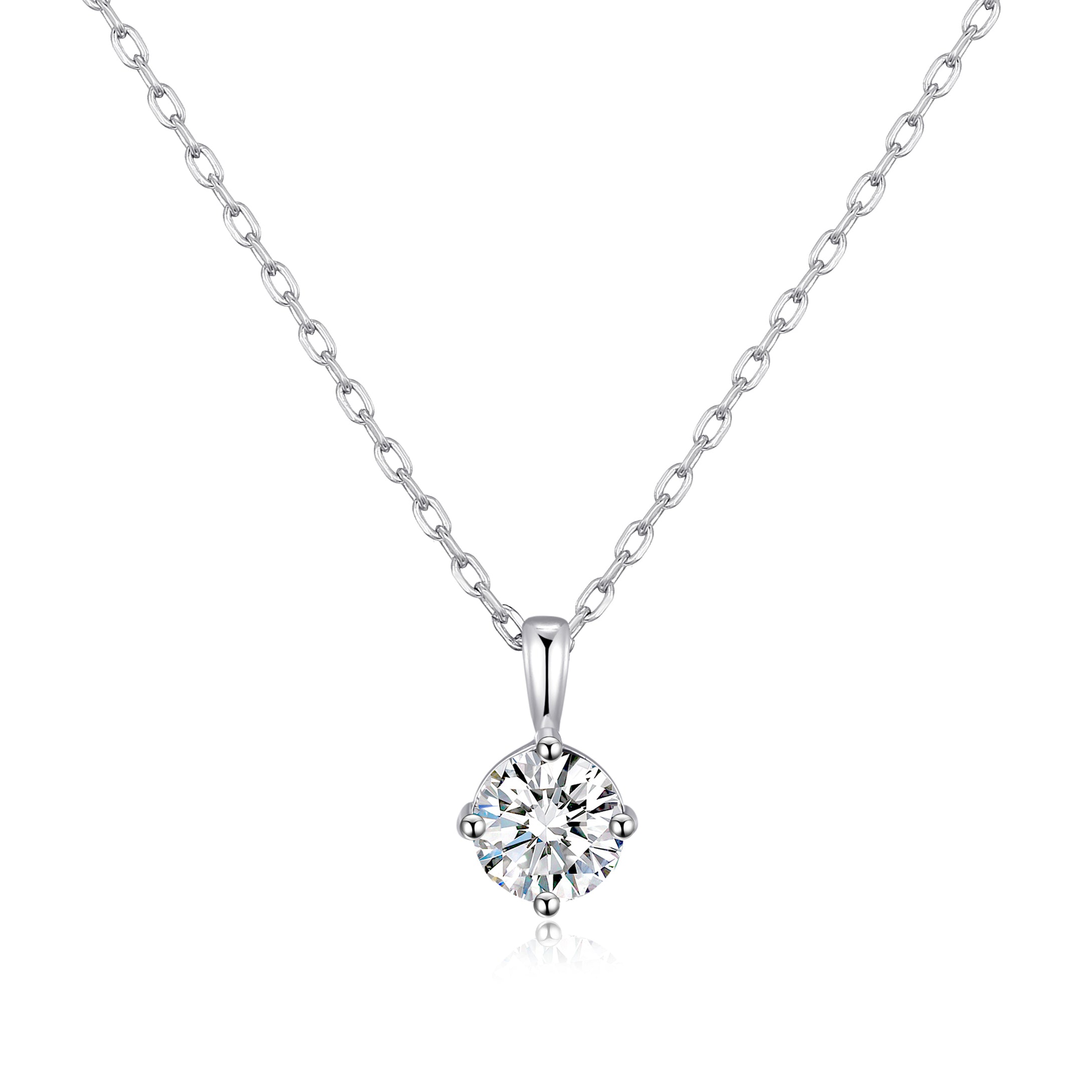 Sterling Silver April (Diamond) Birthstone Necklace Created with Zircondia® Crystals by Philip Jones Jewellery