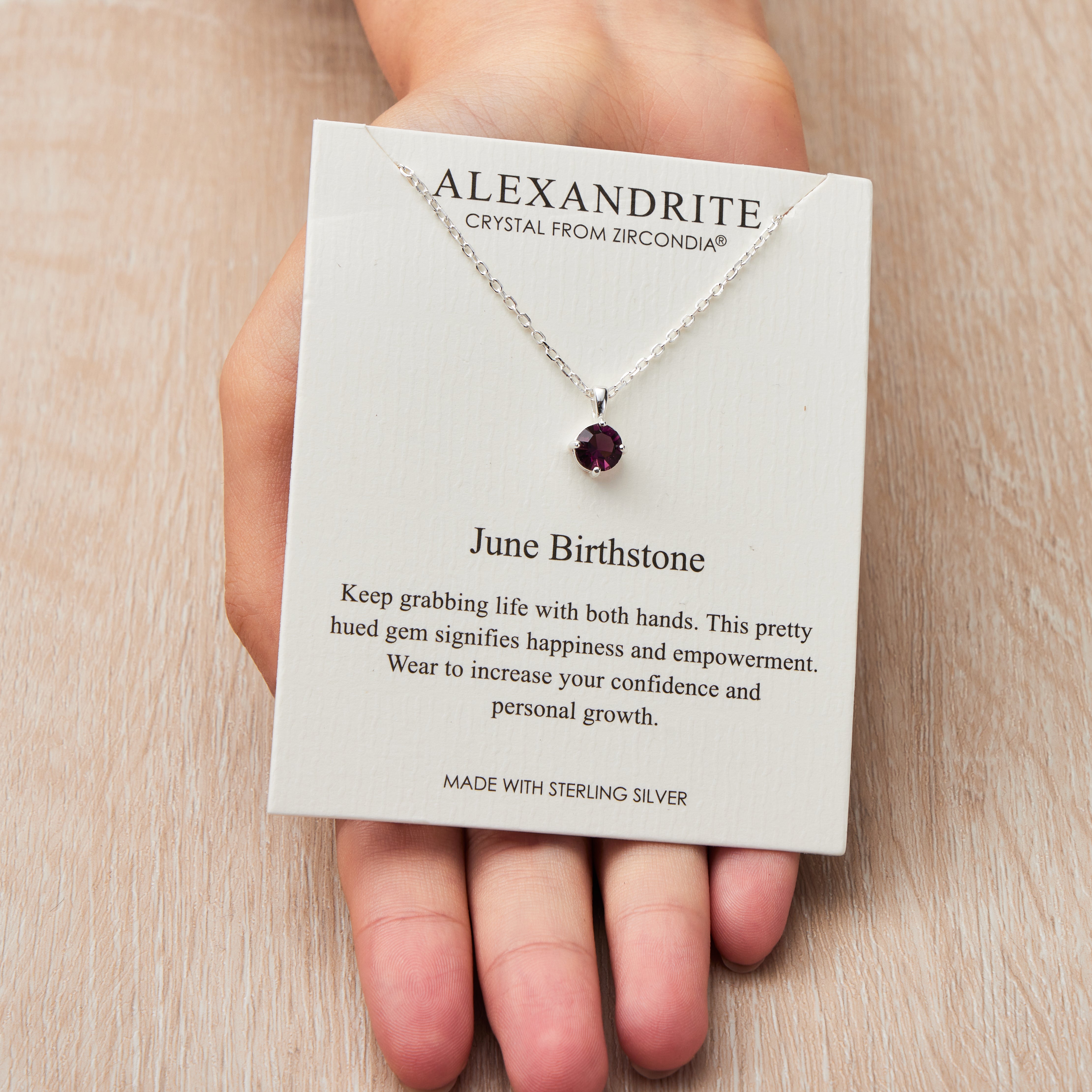 Sterling Silver June (Alexandrite) Birthstone Necklace Created with Zircondia® Crystals