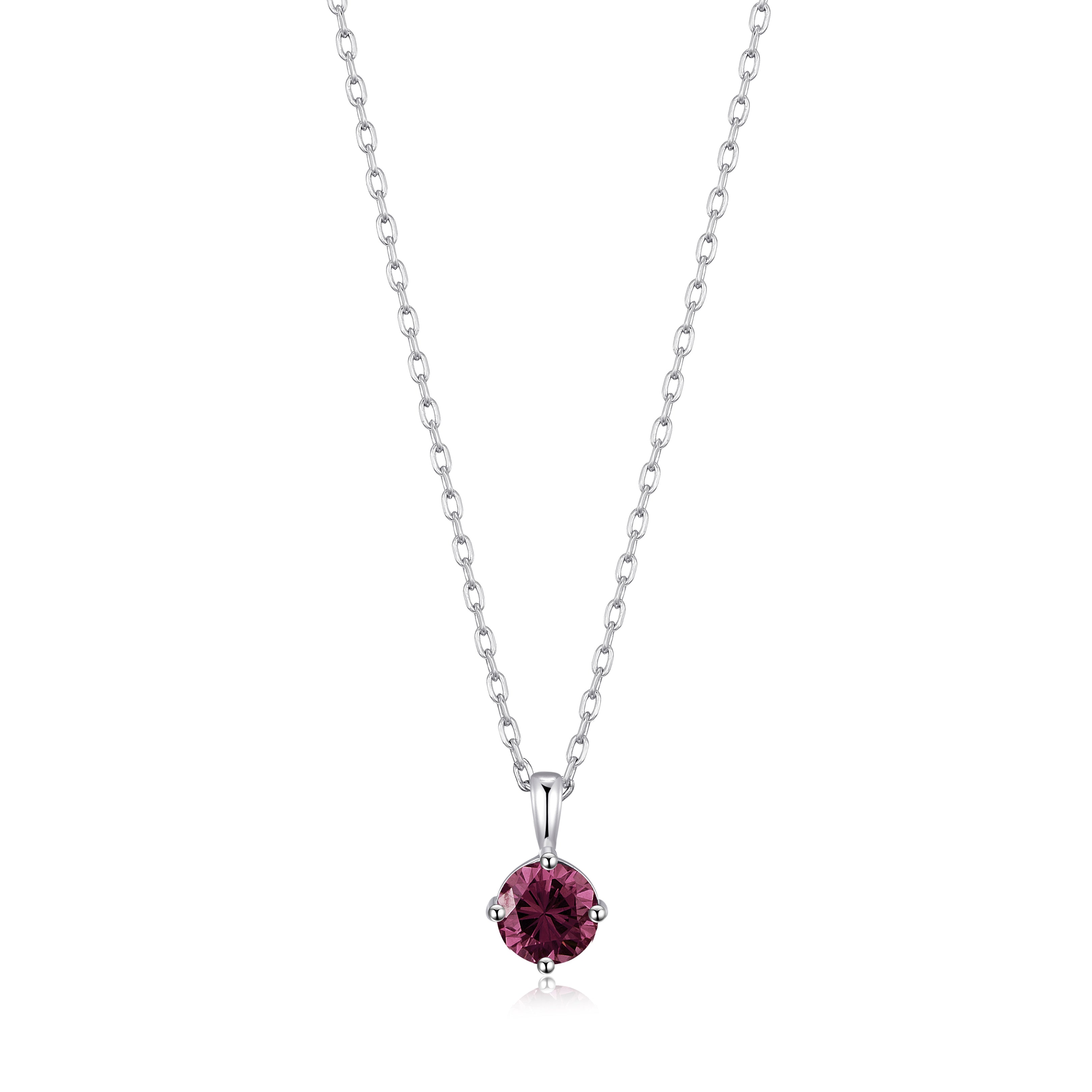 Sterling Silver June (Alexandrite) Birthstone Necklace Created with Zircondia® Crystals