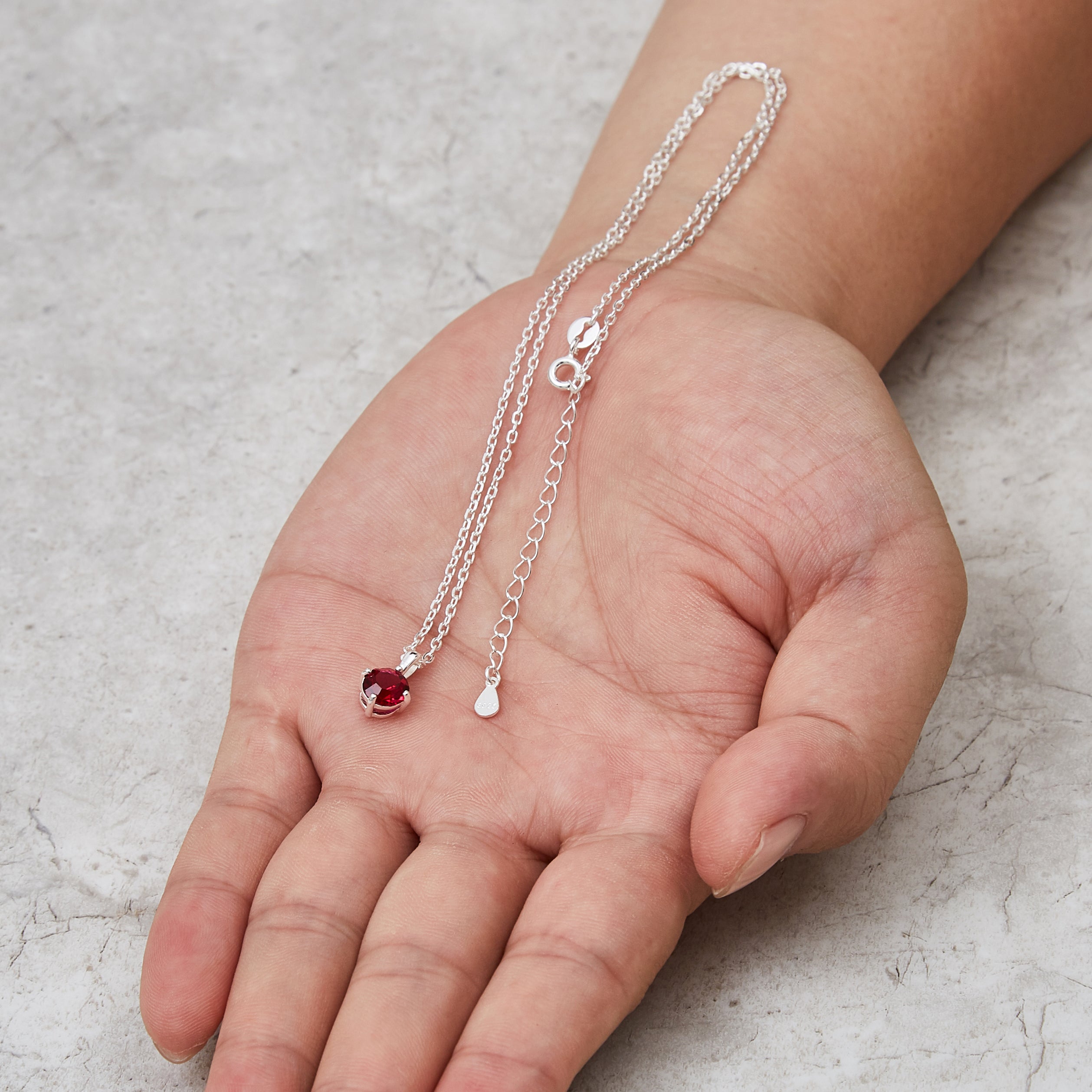 Sterling Silver Red Necklace Created with Zircondia® Crystals