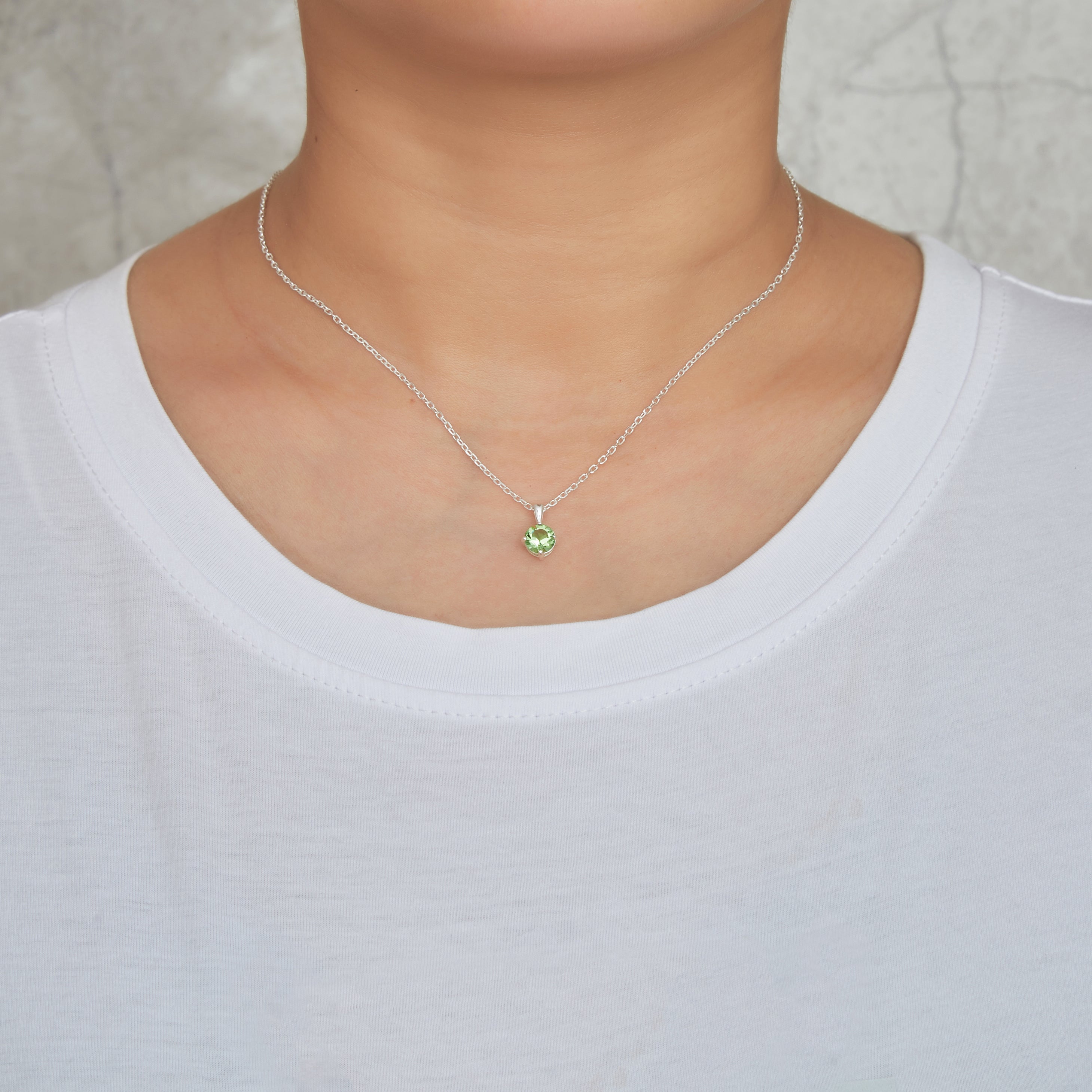 Sterling Silver Light Green Necklace Created with Zircondia® Crystals