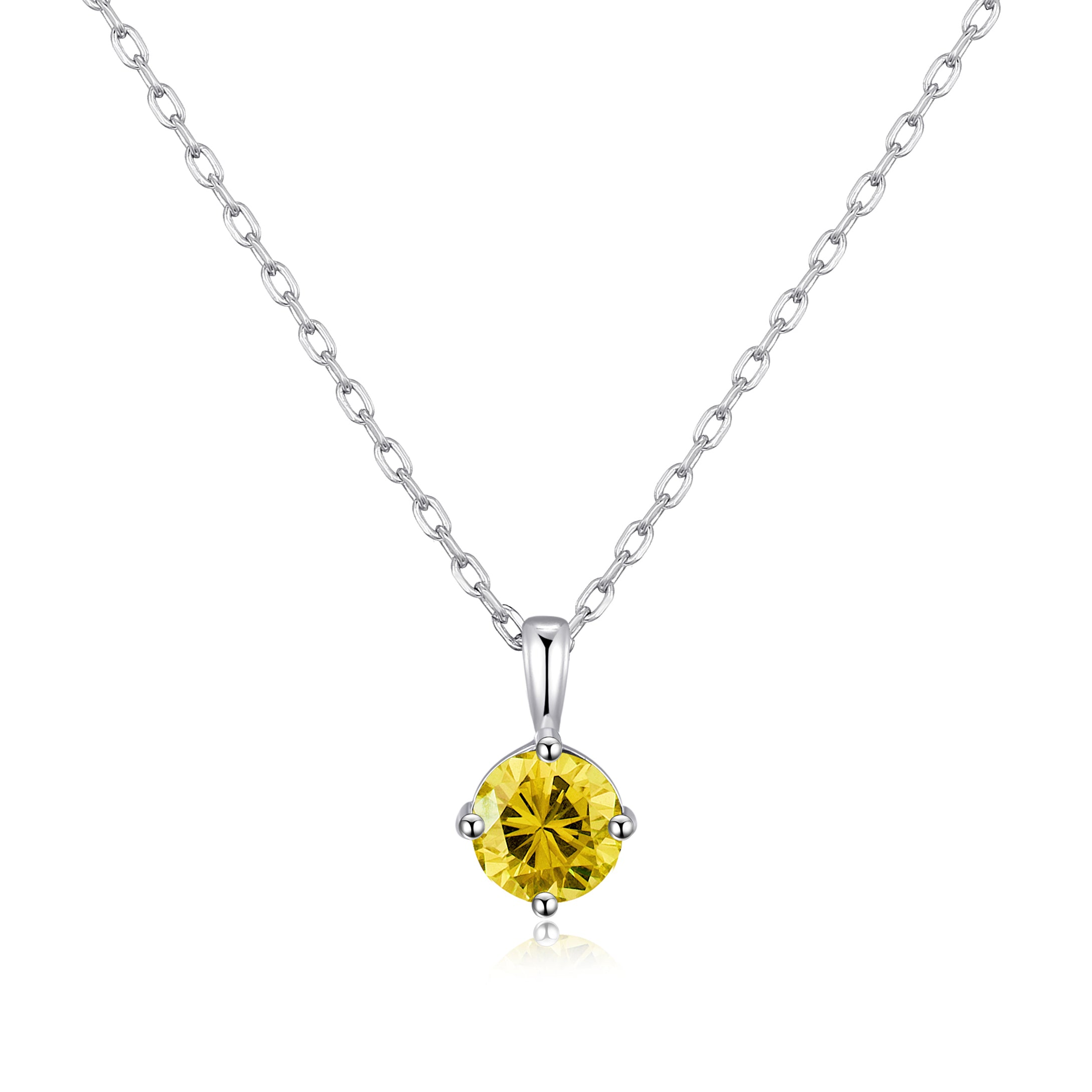 Sterling Silver November (Topaz) Birthstone Necklace Created with Zircondia® Crystals by Philip Jones Jewellery