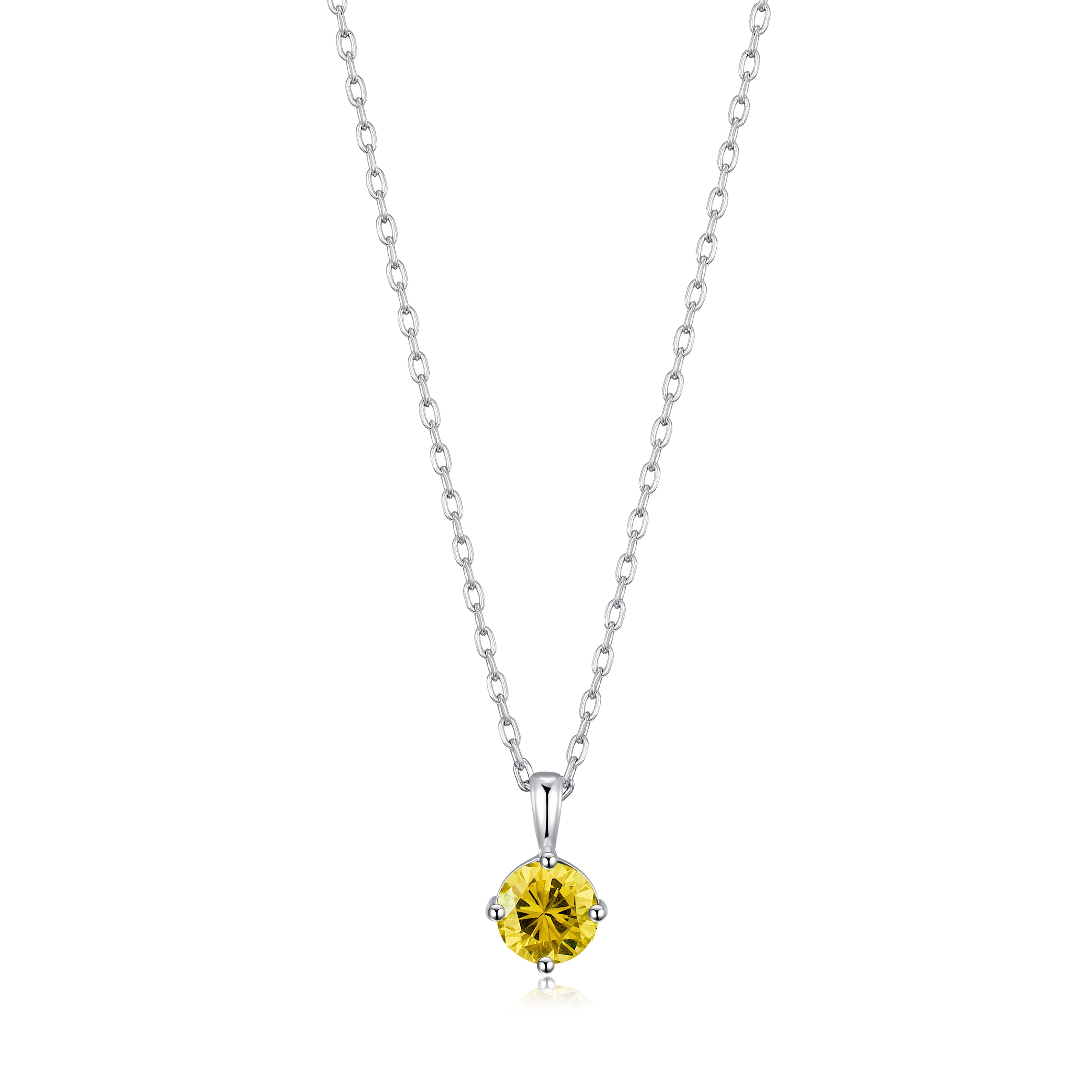 Sterling Silver Yellow Necklace Created with Zircondia® Crystals