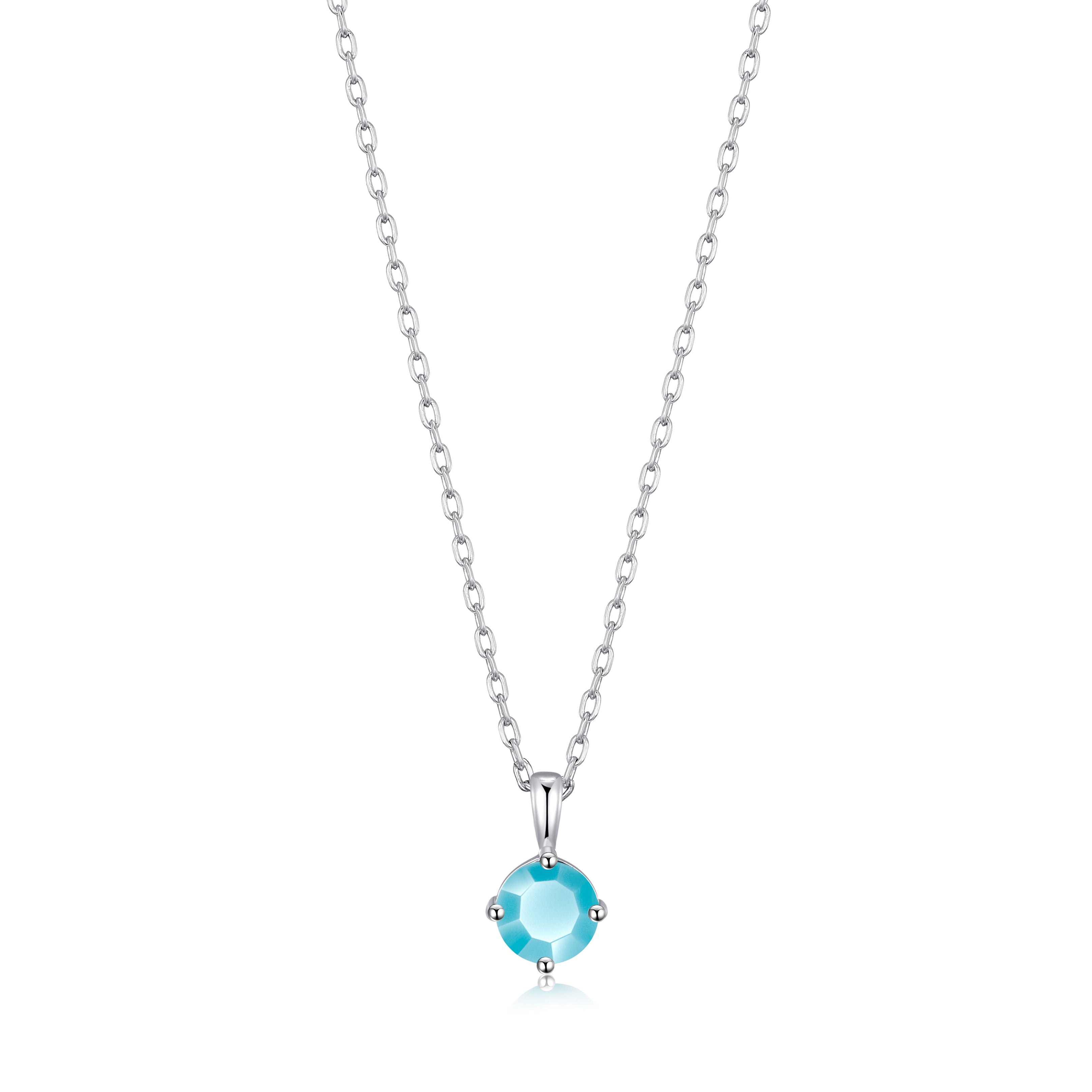 Sterling Silver December (Turquoise) Birthstone Necklace Created with Zircondia® Crystals