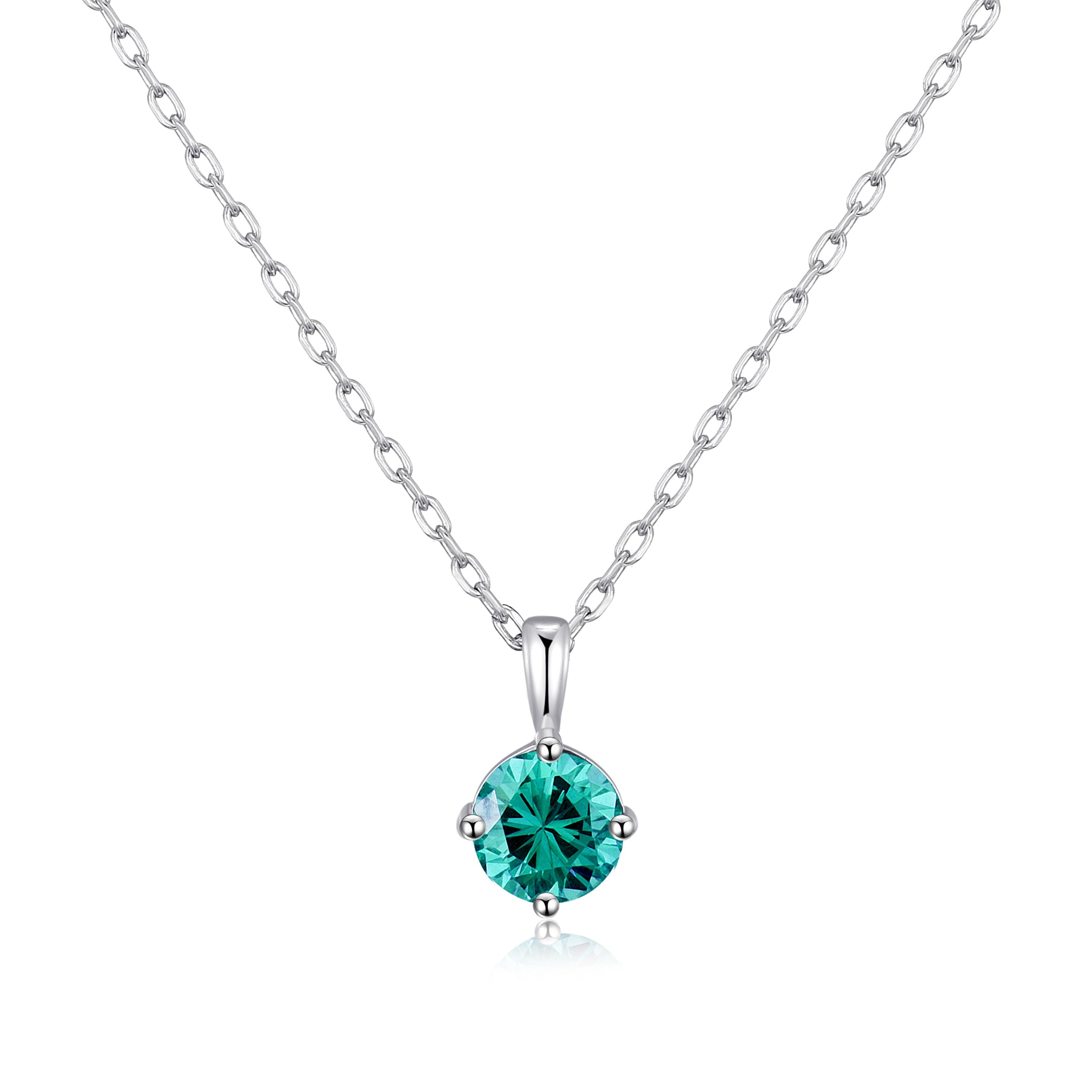 Sterling Silver December (Blue Topaz) Birthstone Necklace Created with Zircondia® Crystals by Philip Jones Jewellery