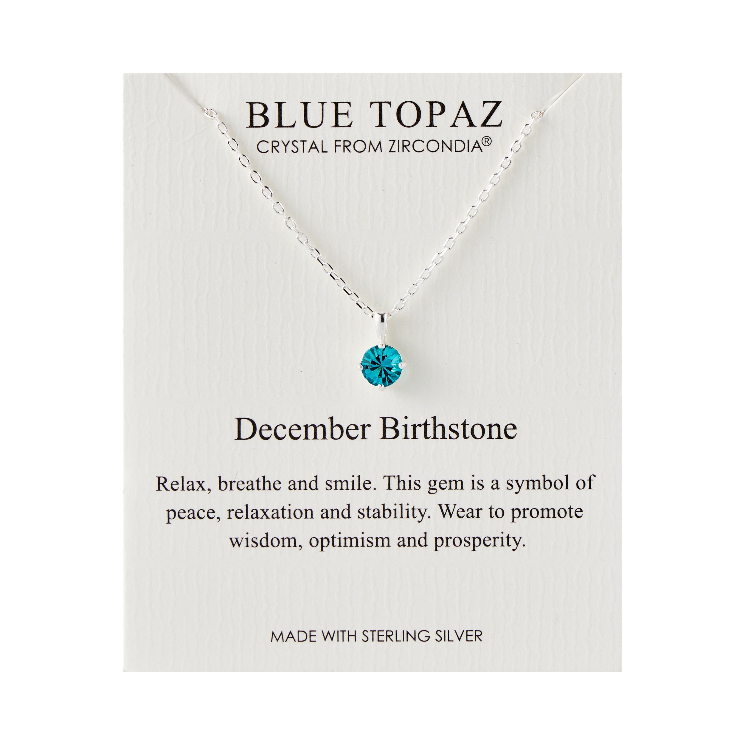 Sterling Silver December (Blue Topaz) Birthstone Necklace Created with Zircondia® Crystals