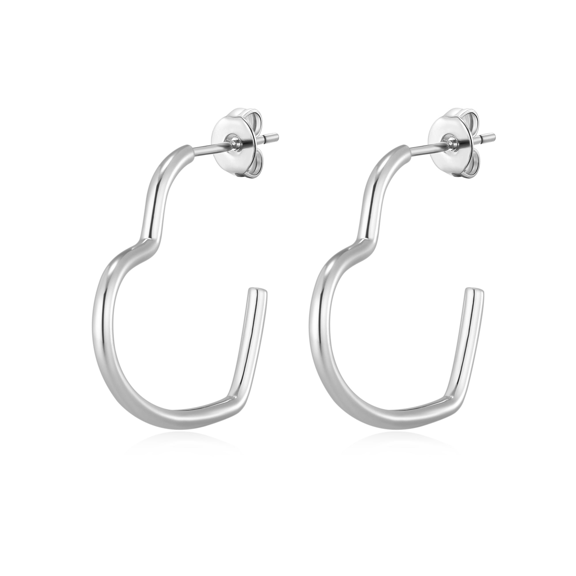 Silver Plated Heart Hoop Earrings by Philip Jones Jewellery