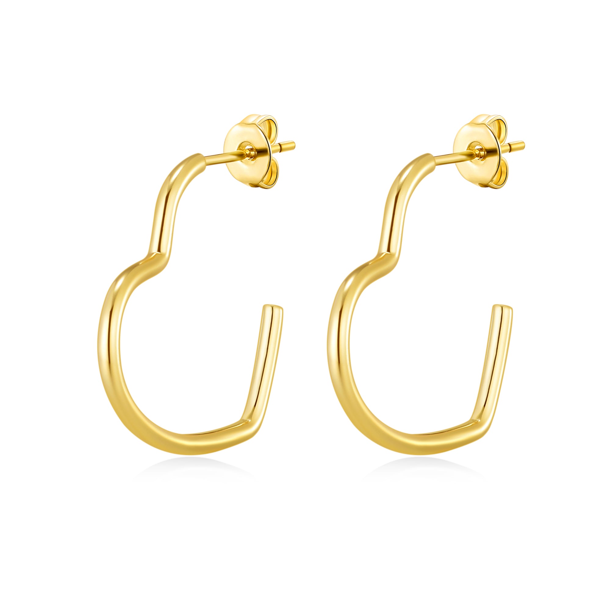 Gold Plated Heart Hoop Earrings by Philip Jones Jewellery