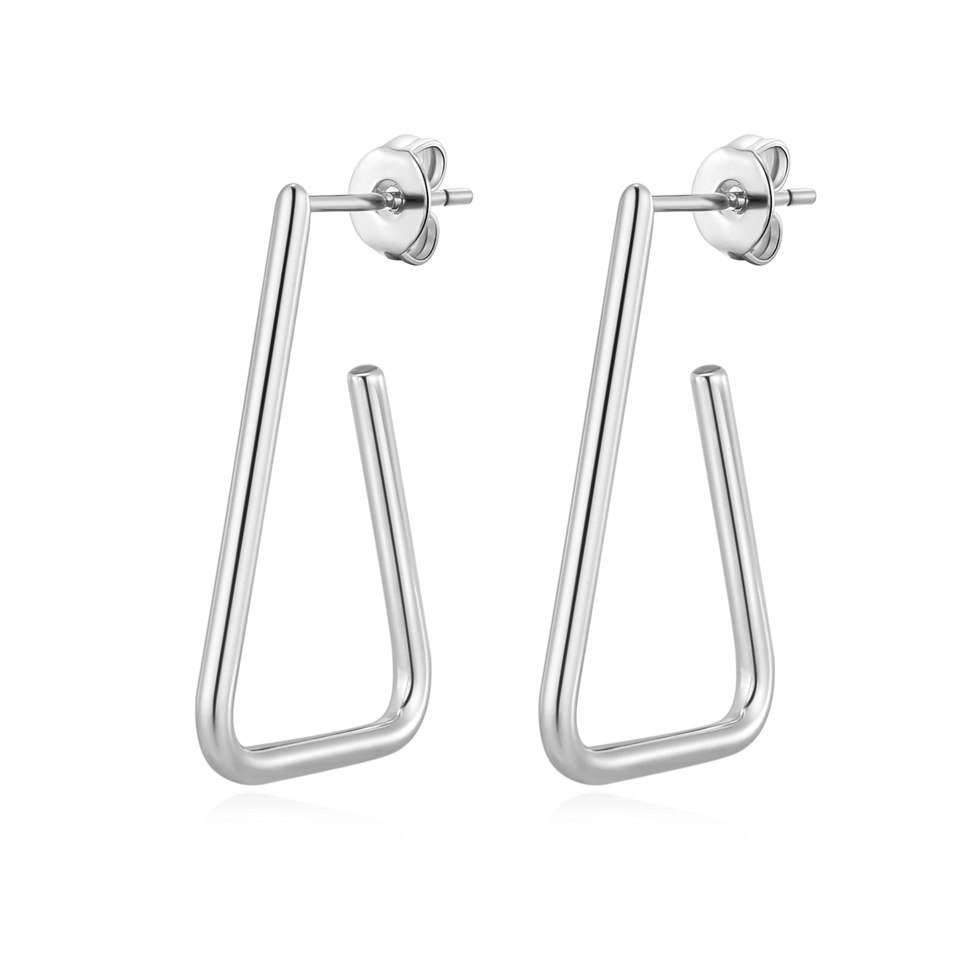Silver Plated Triangle Hoop Earrings by Philip Jones Jewellery