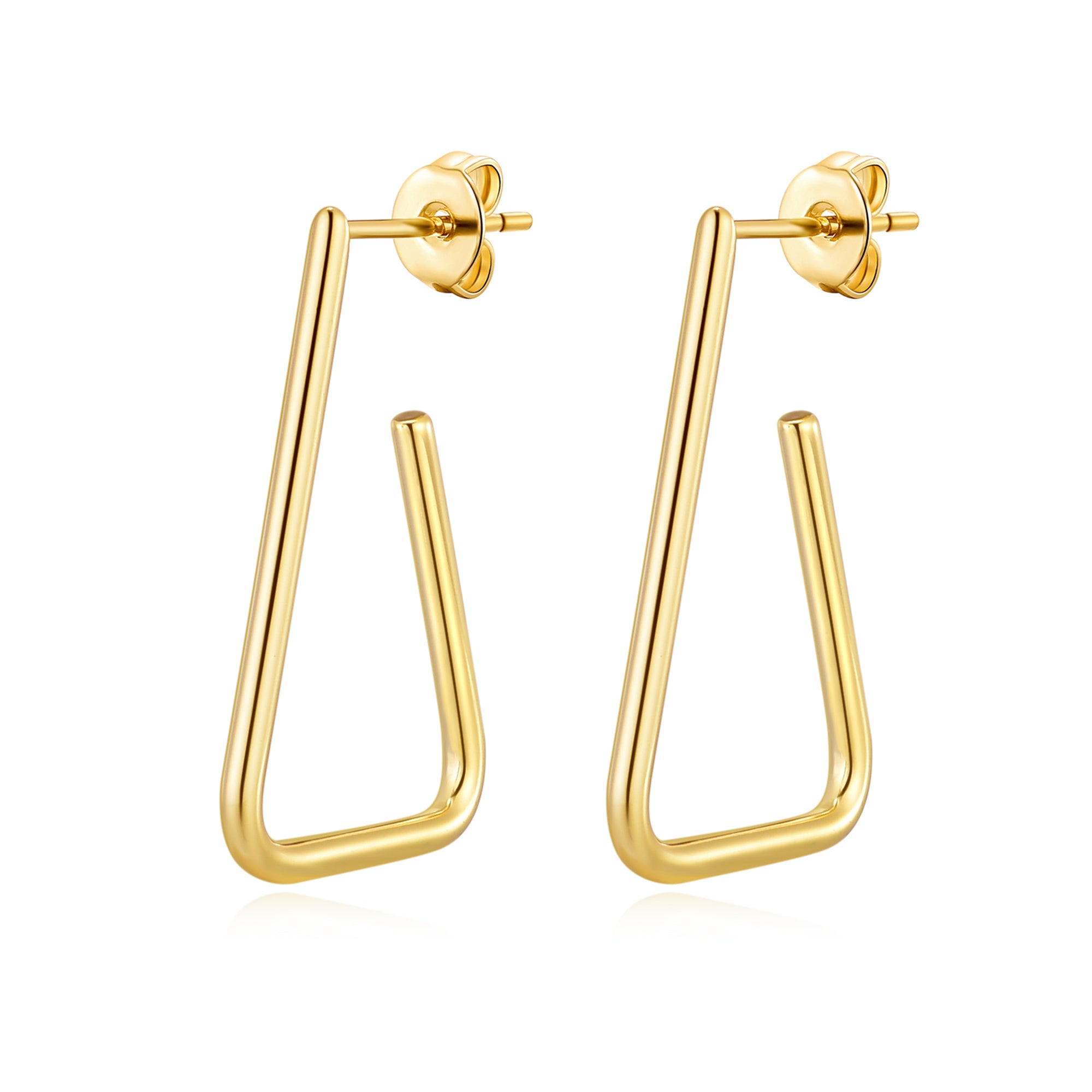 Gold Plated Triangle Hoop Earrings by Philip Jones Jewellery