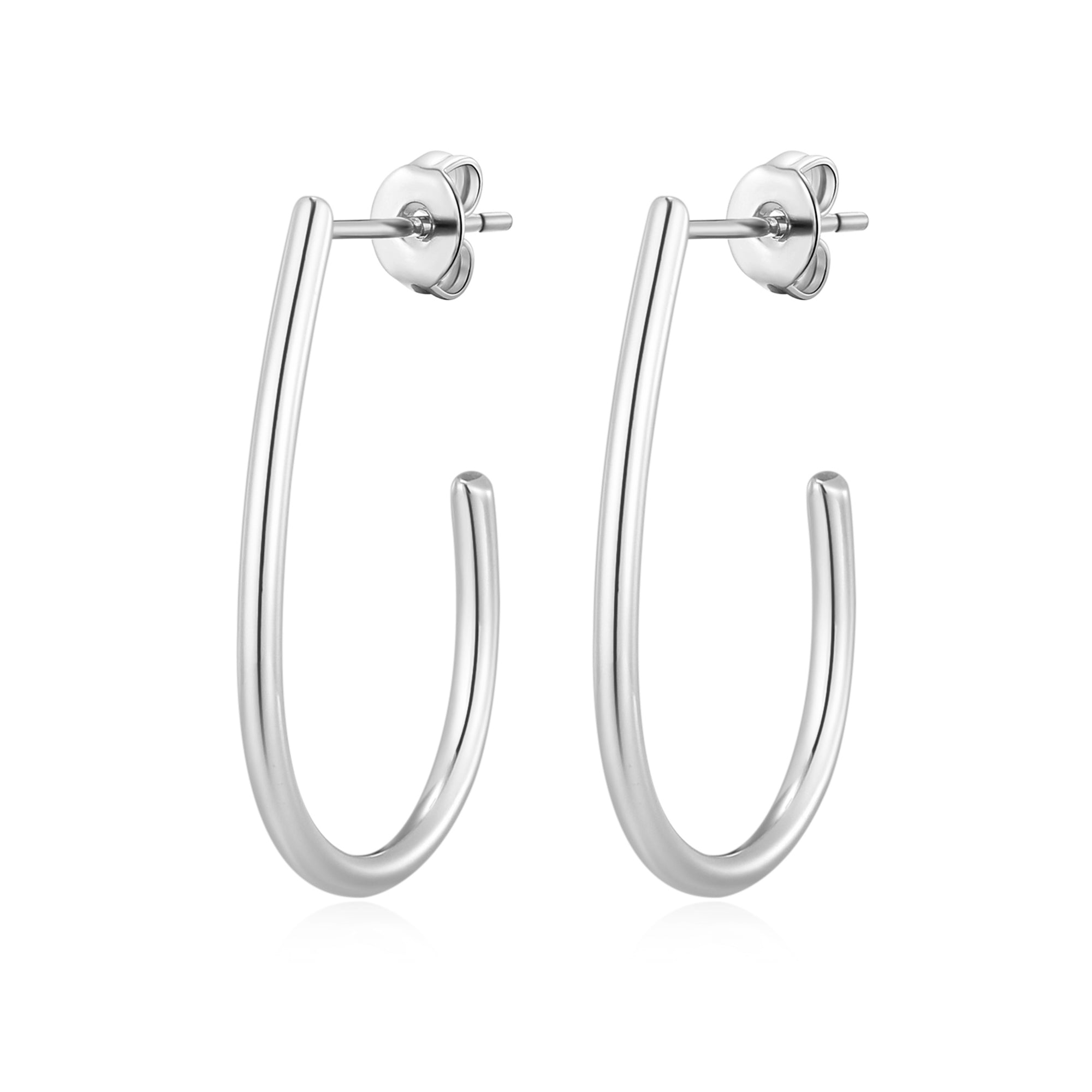 Silver Plated Oval Hoop Earrings