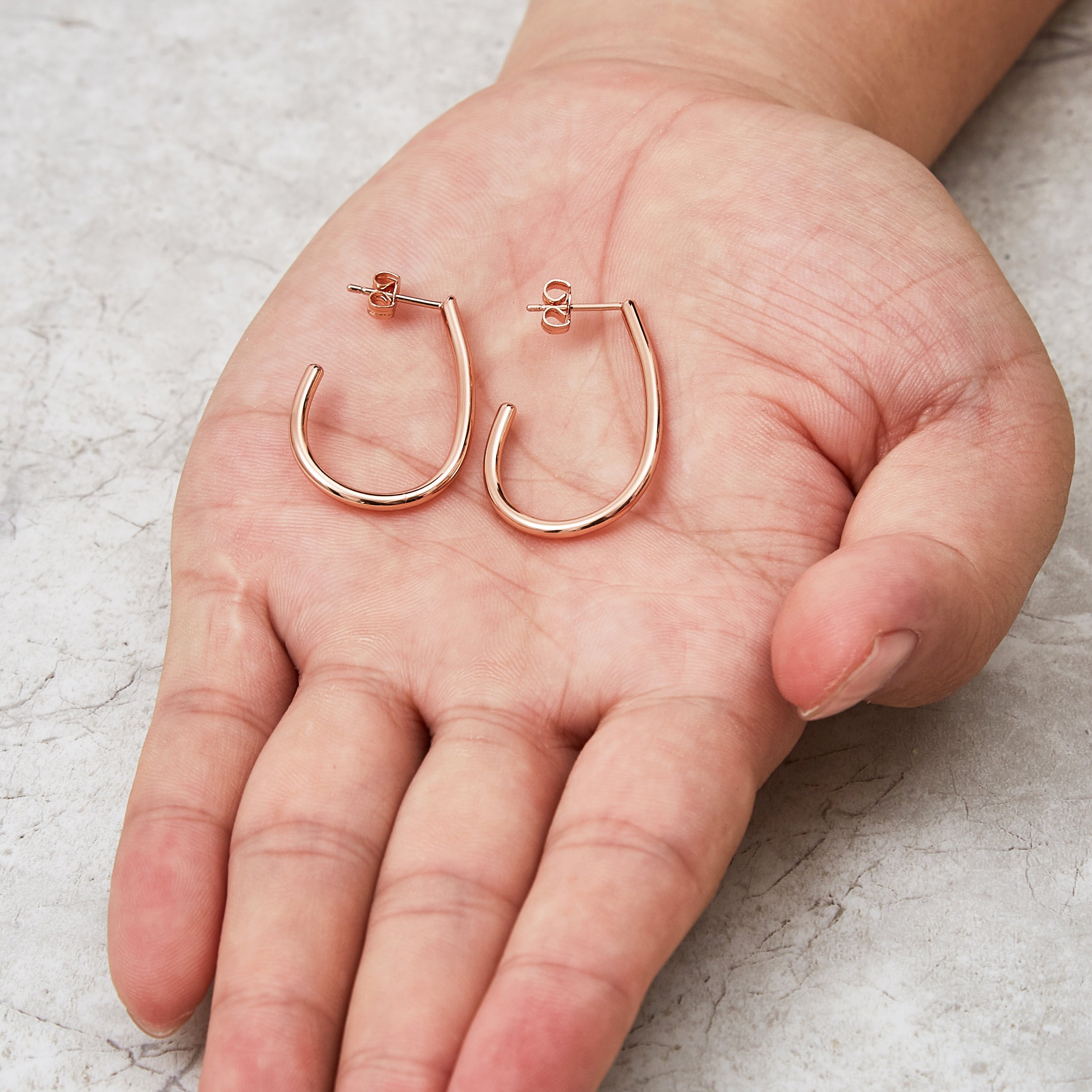 Rose Gold Plated Oval Hoop Earrings