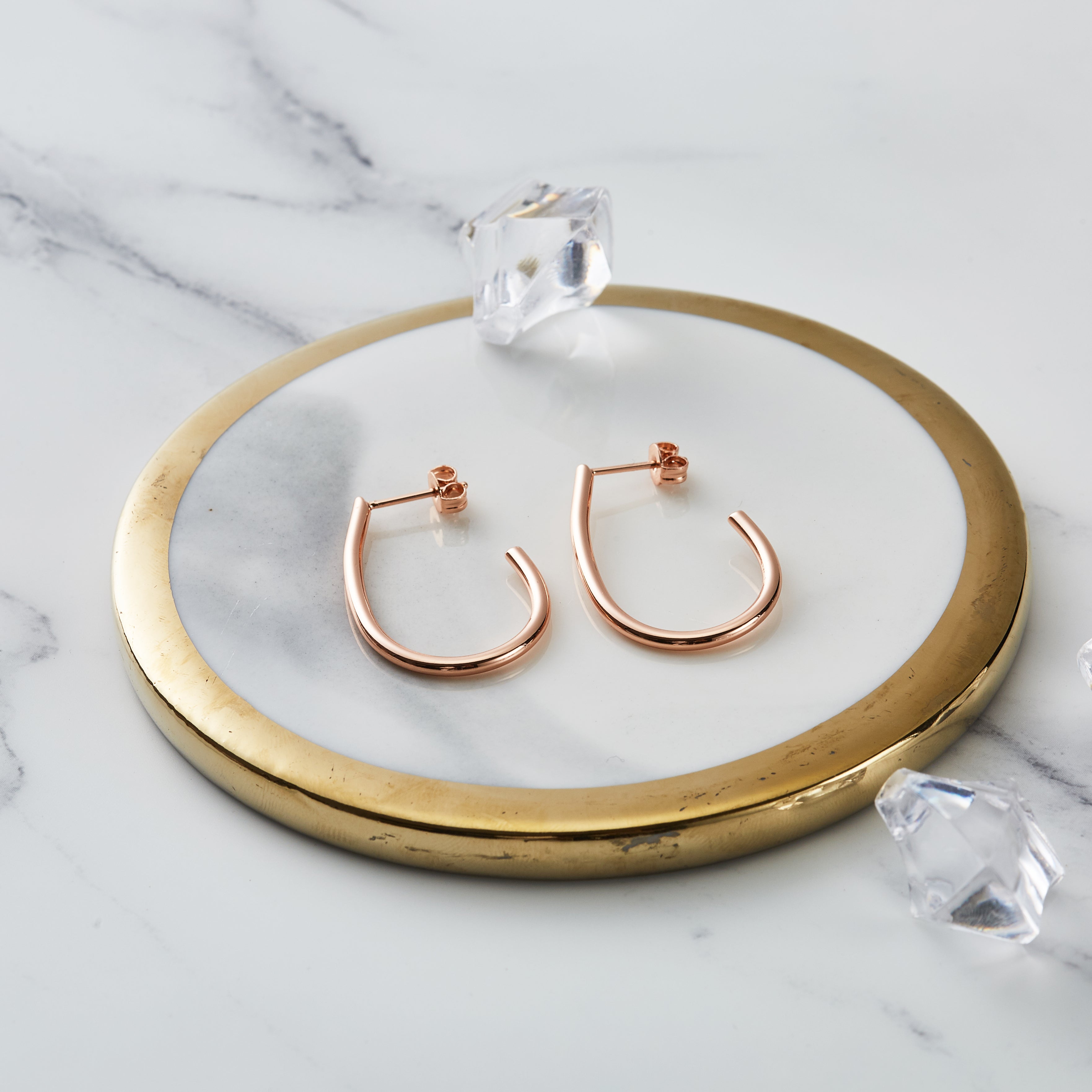 Rose Gold Plated Oval Hoop Earrings