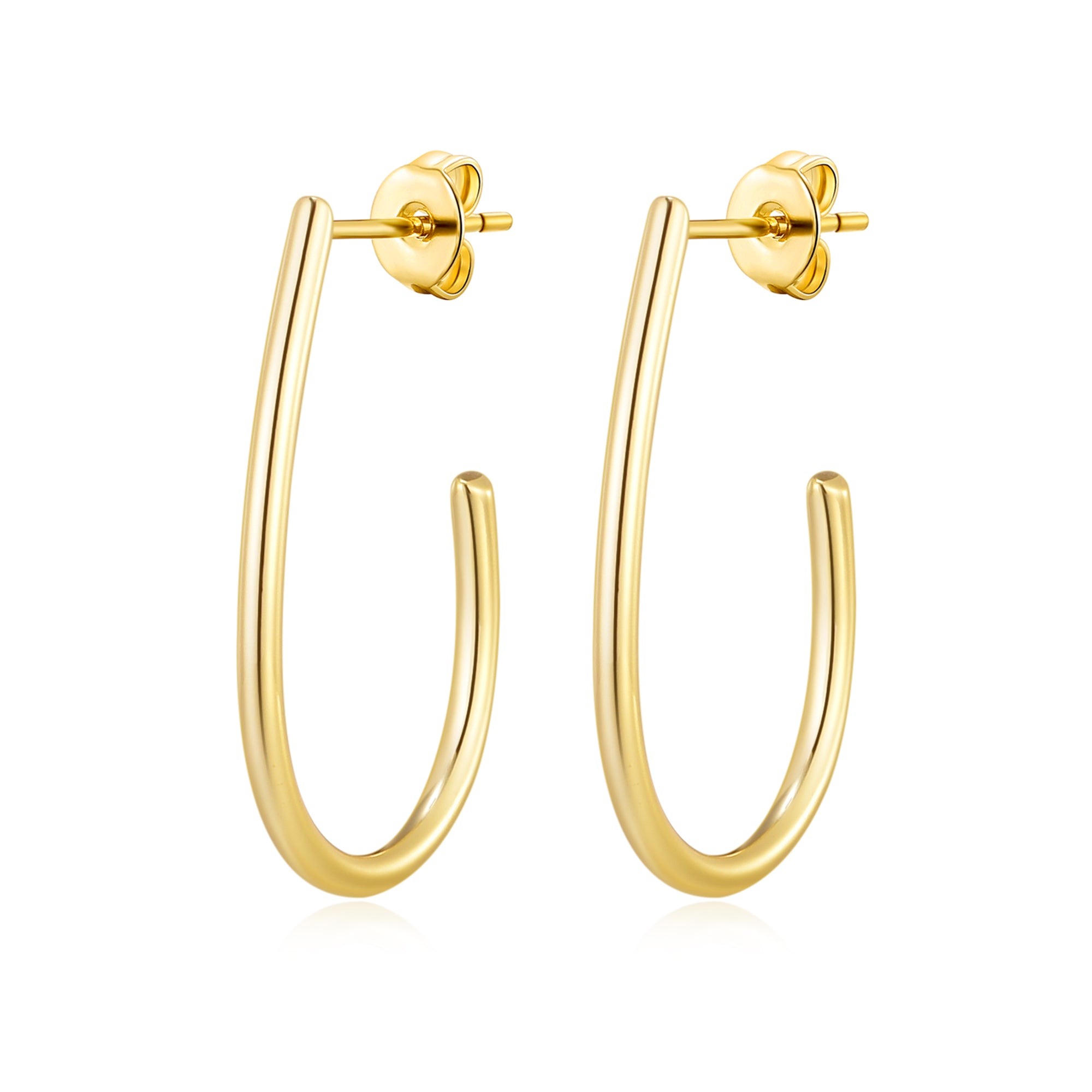 Gold Plated Oval Hoop Earrings by Philip Jones Jewellery