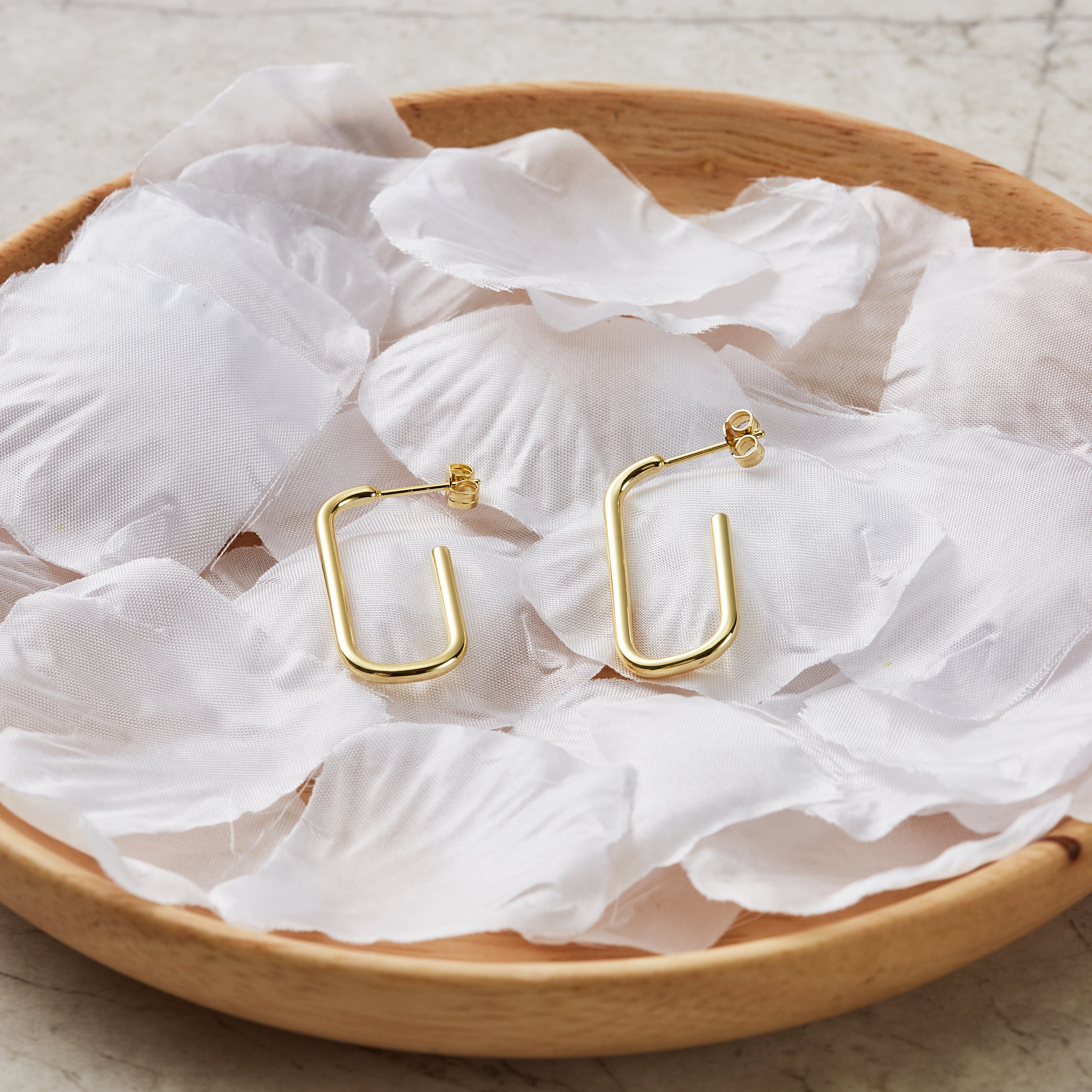 Gold Plated Rectangle Hoop Earrings