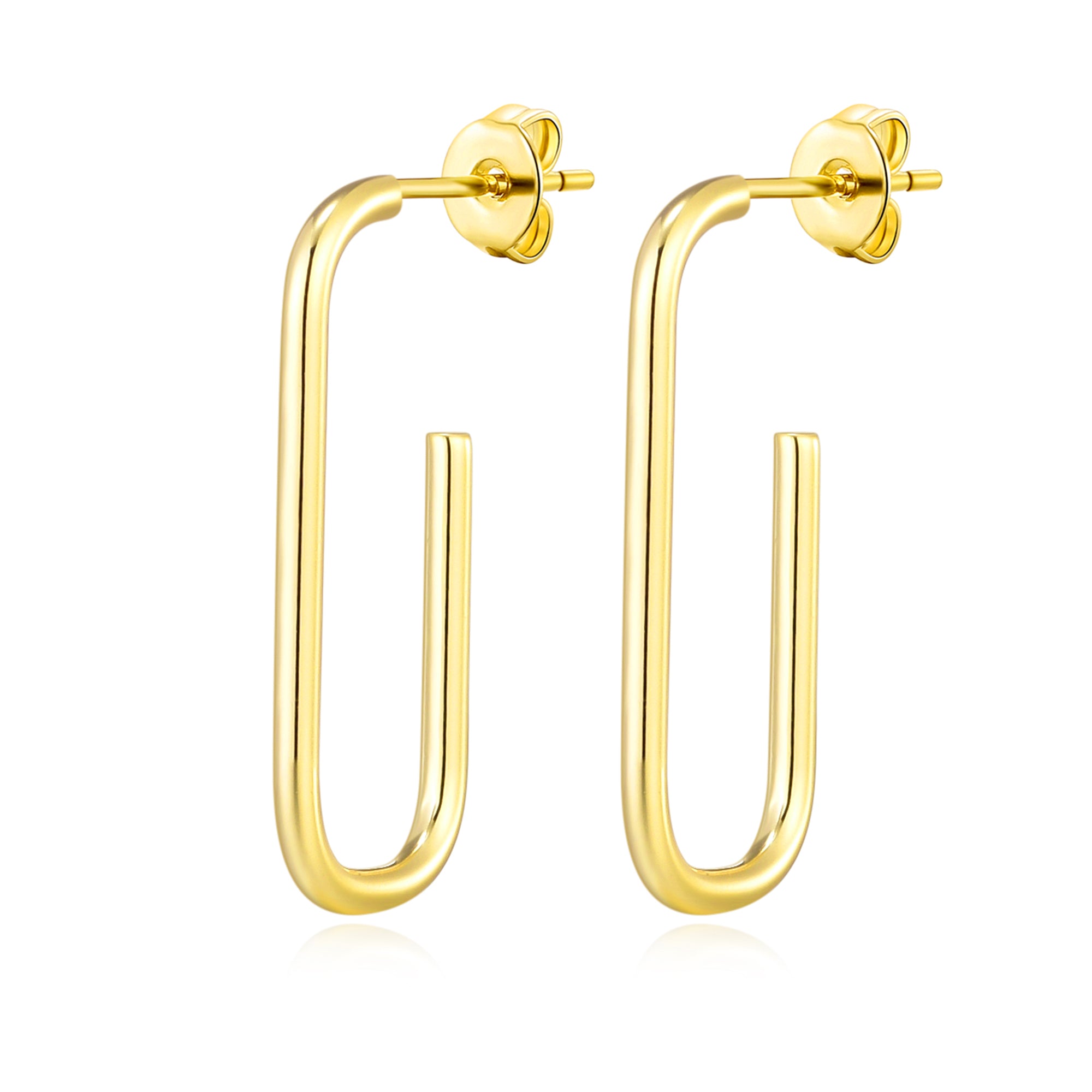 Gold Plated Rectangle Hoop Earrings