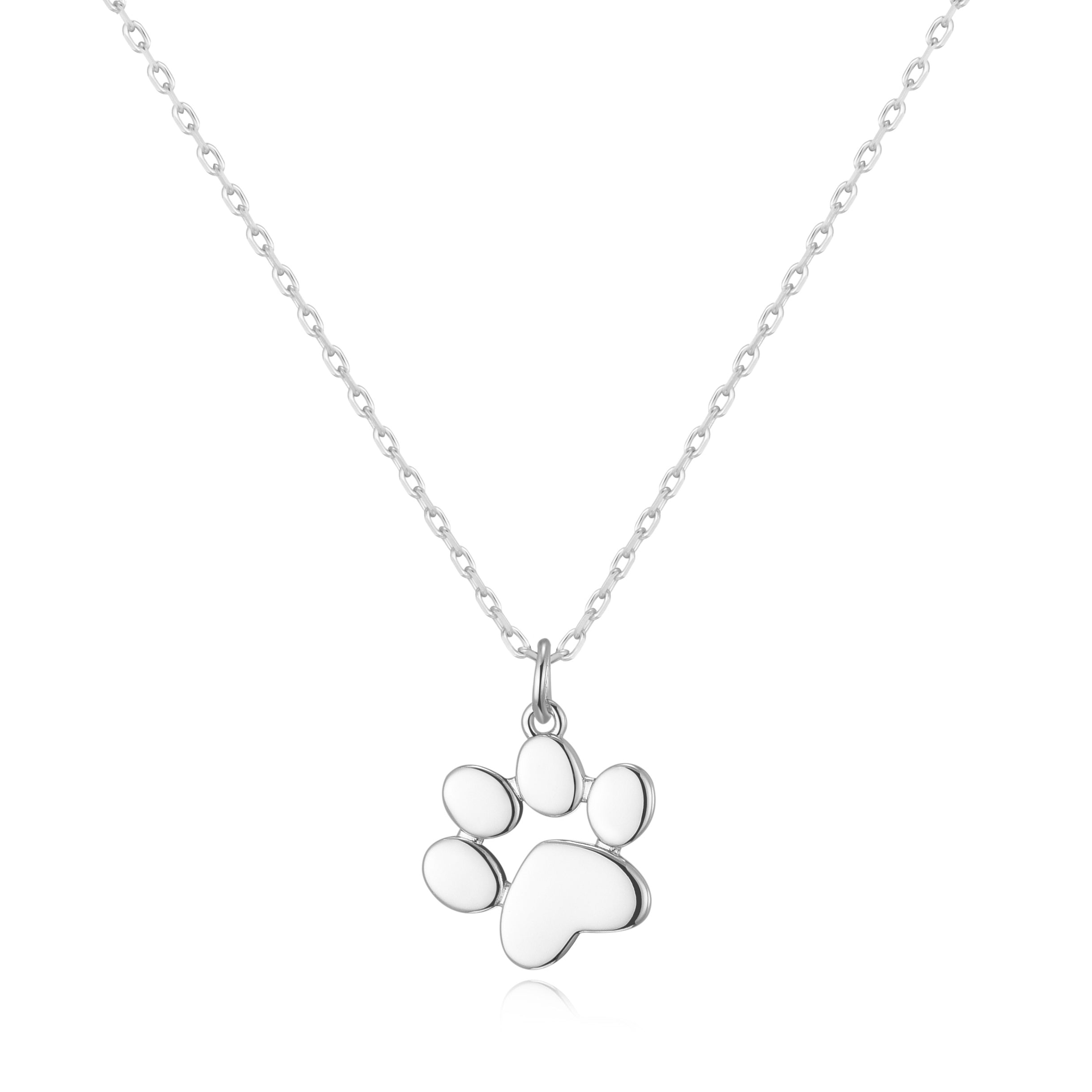 Silver Plated Dog Paw Necklace by Philip Jones Jewellery