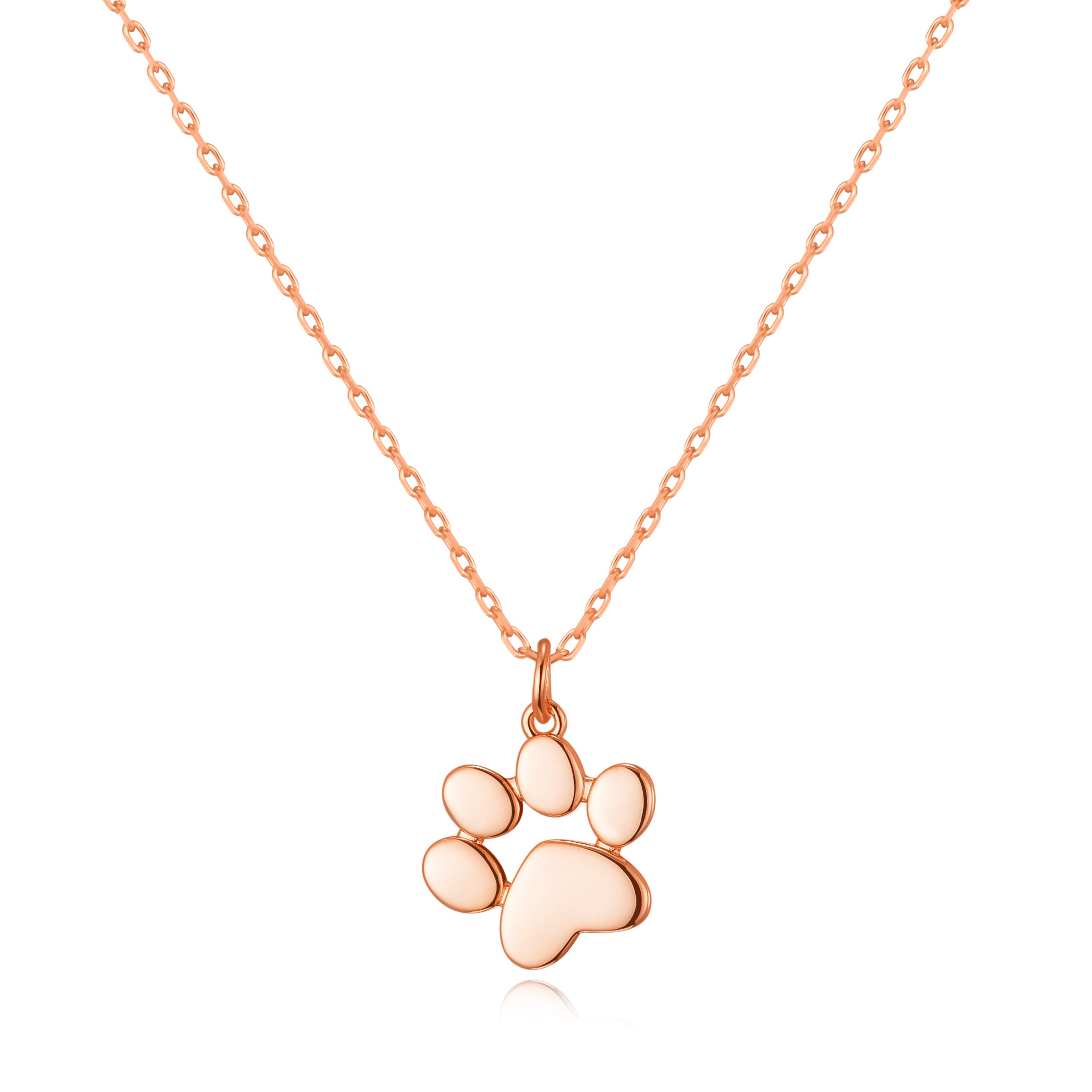Rose Gold Plated Dog Paw Necklace by Philip Jones Jewellery