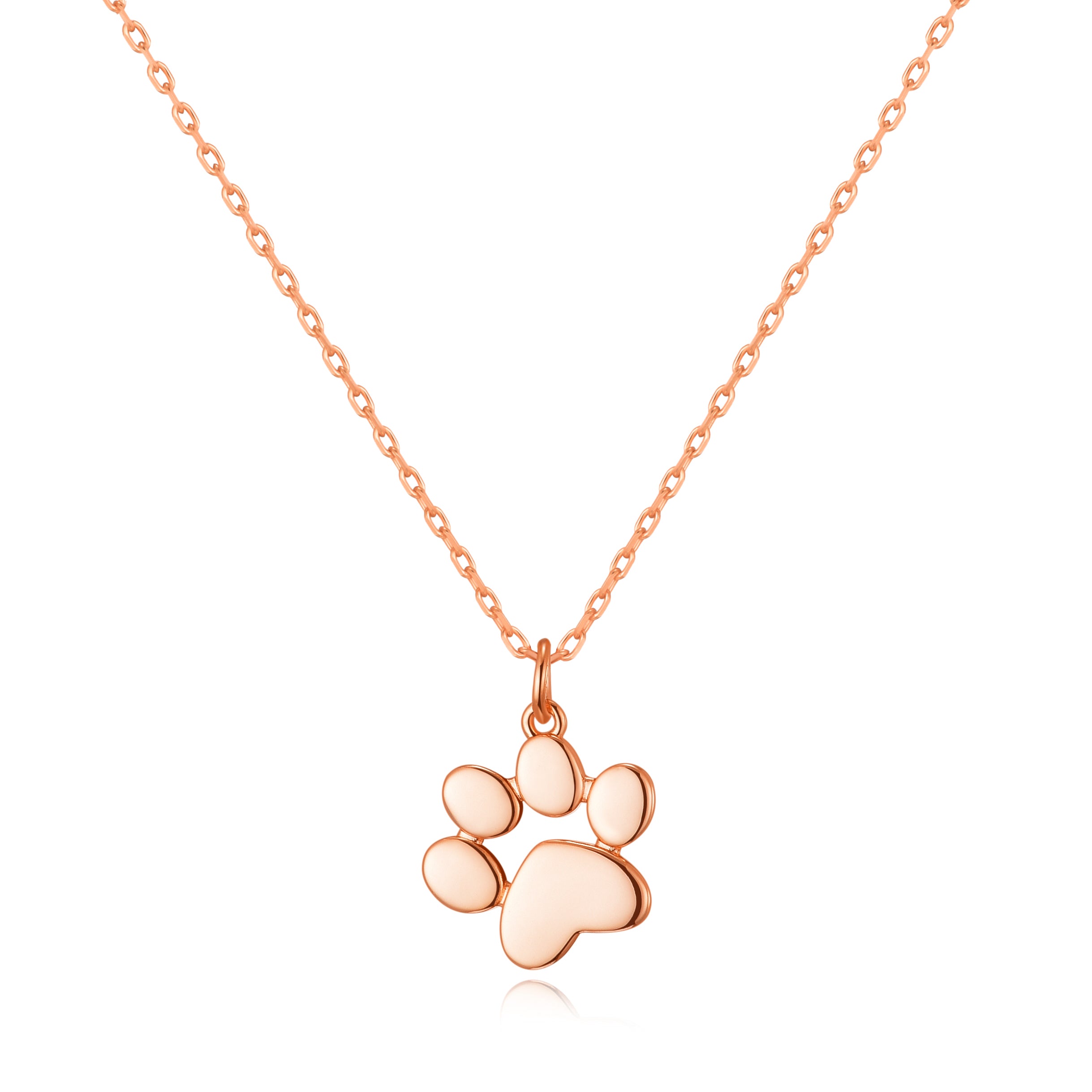 Rose Paws Rose Gold Plated Dog Paw Necklace by Philip Jones Jewellery
