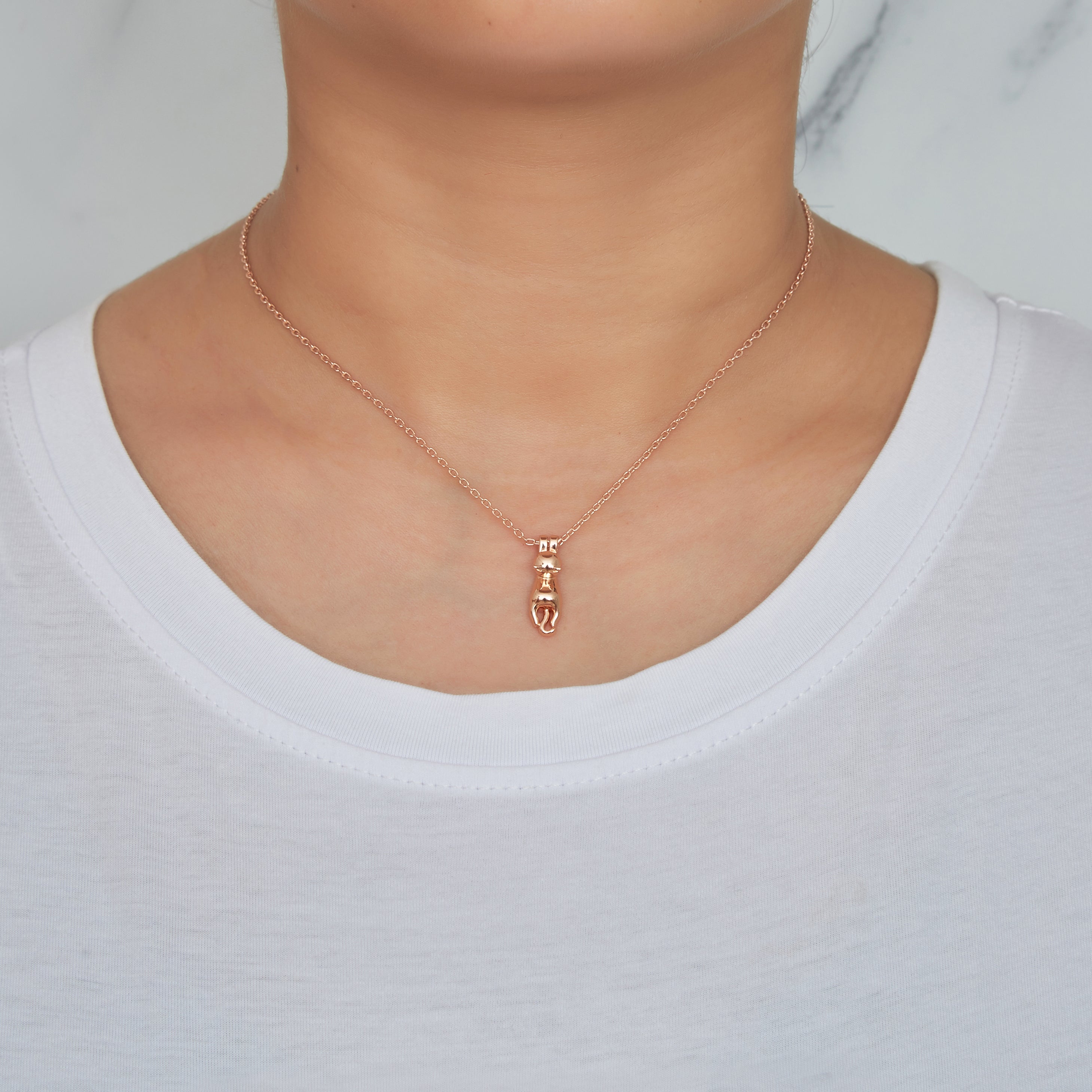 Rose Gold Plated Cat Necklace