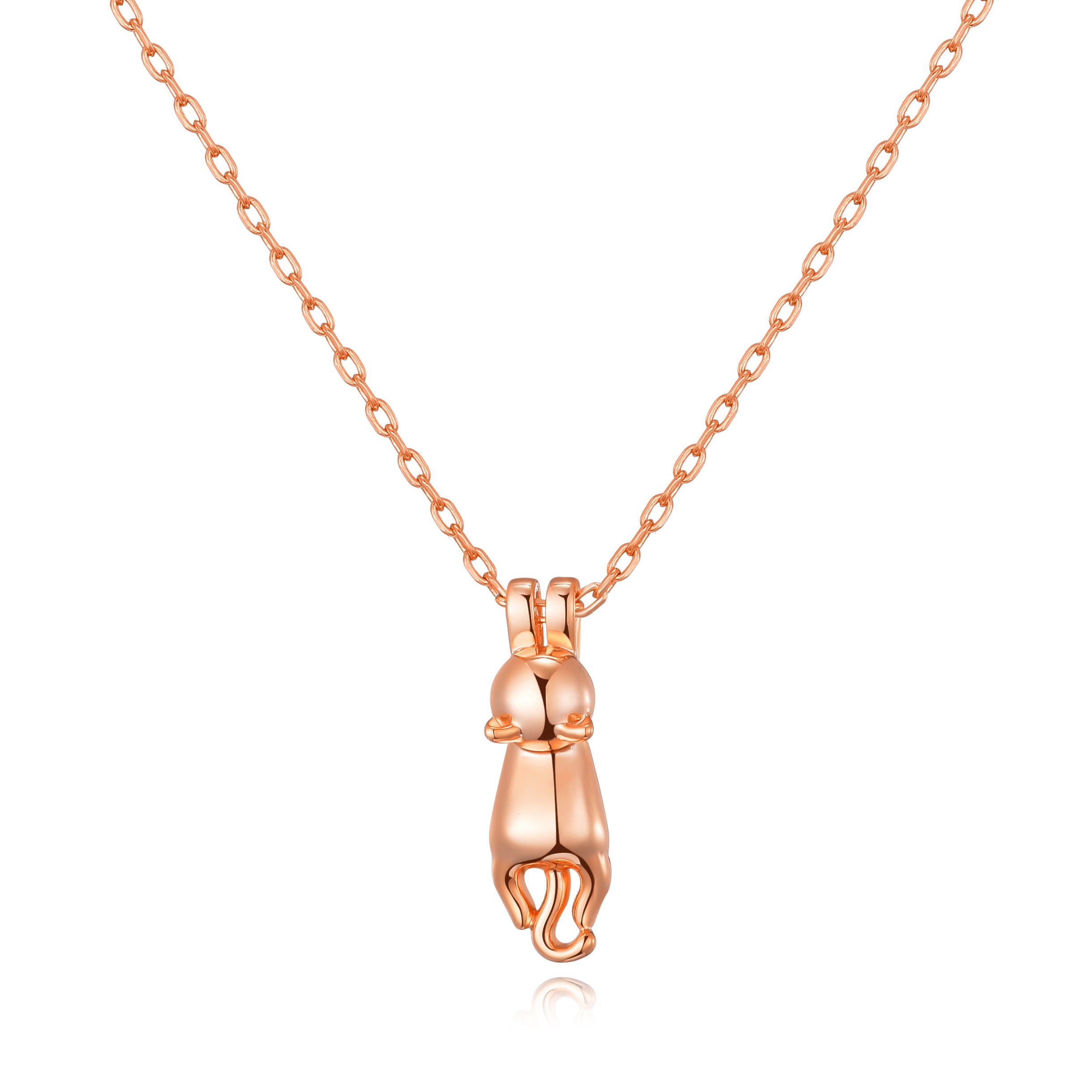 Rose Gold Plated Cat Necklace by Philip Jones Jewellery