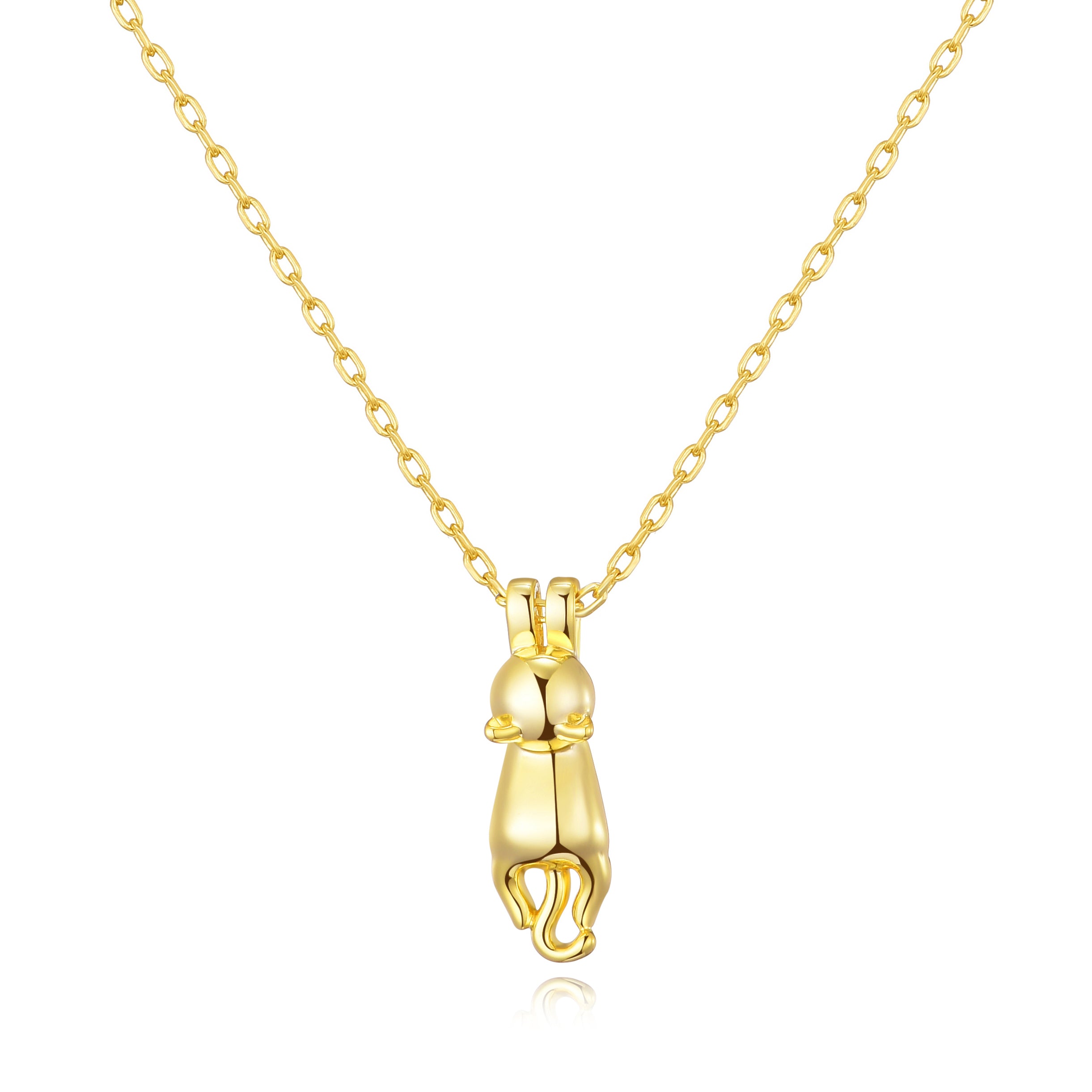 Gold Plated Cat Necklace by Philip Jones Jewellery