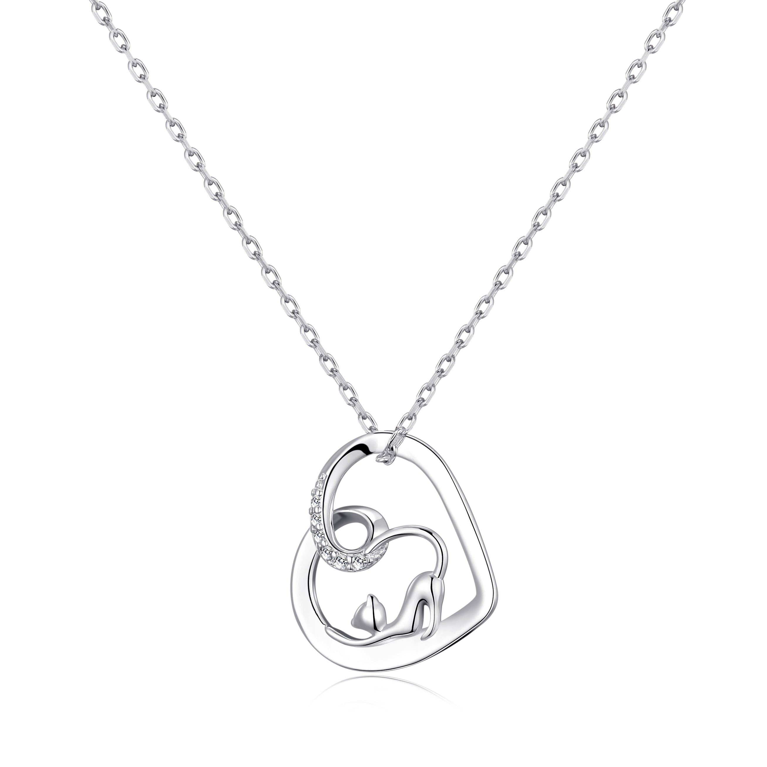 Cat Necklace Created with Zircondia® Crystals by Philip Jones Jewellery