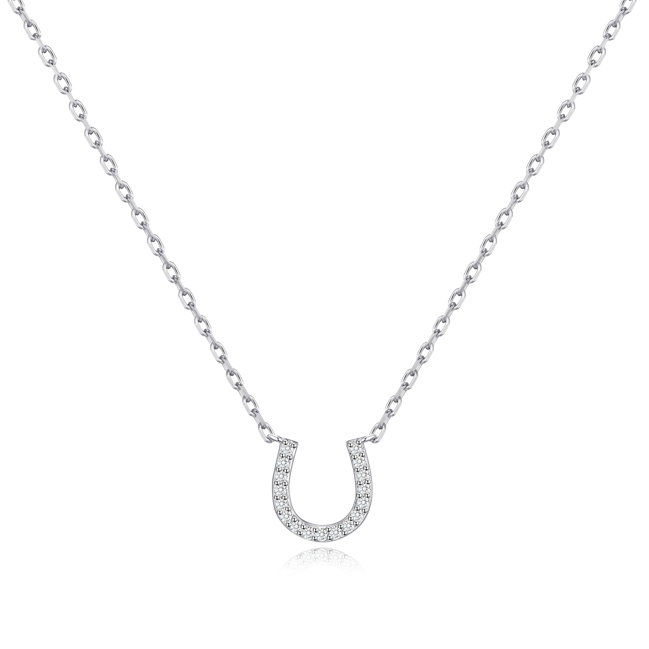 Horseshoe Necklace Created with Zircondia® Crystals by Philip Jones Jewellery
