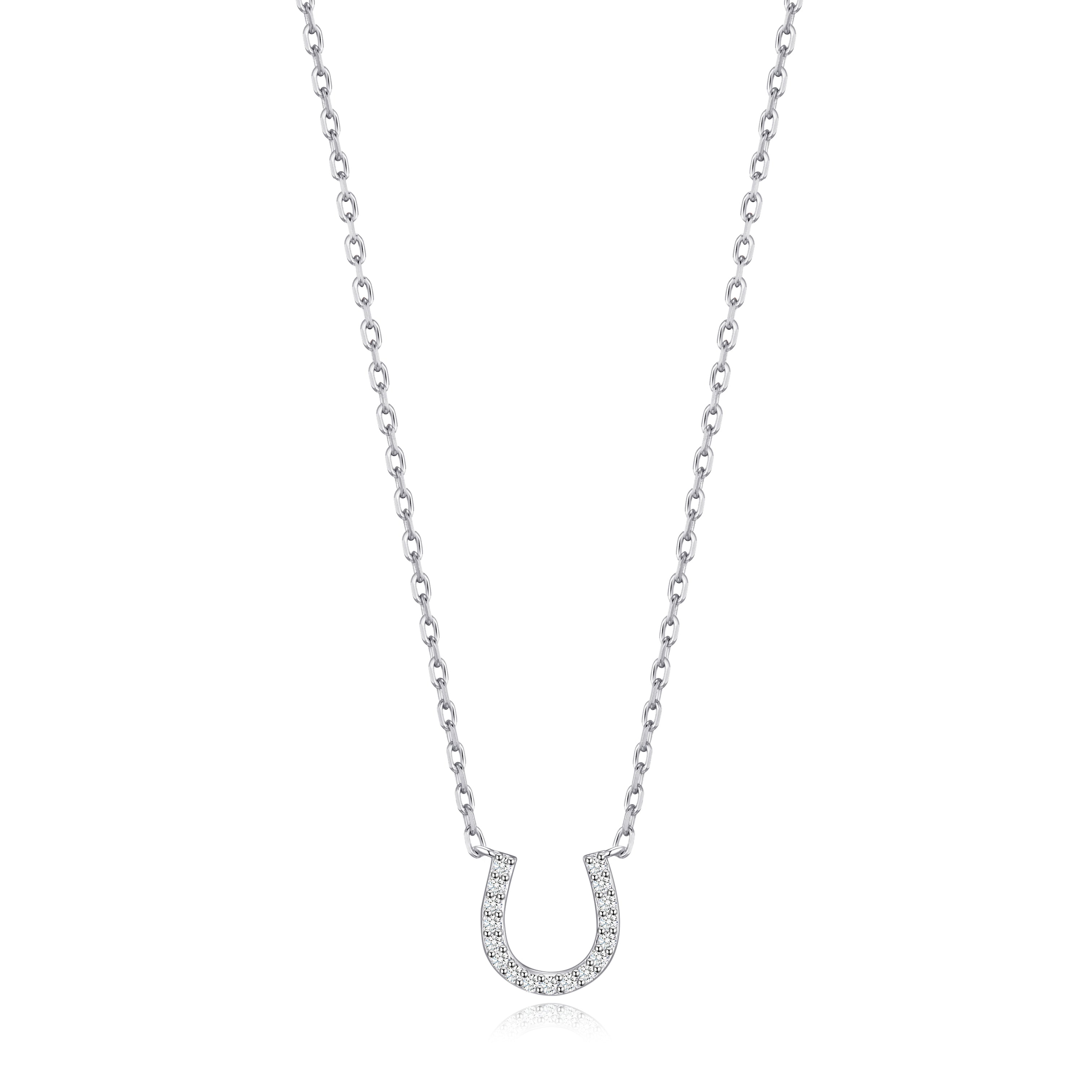 Horseshoe Necklace Created with Zircondia® Crystals