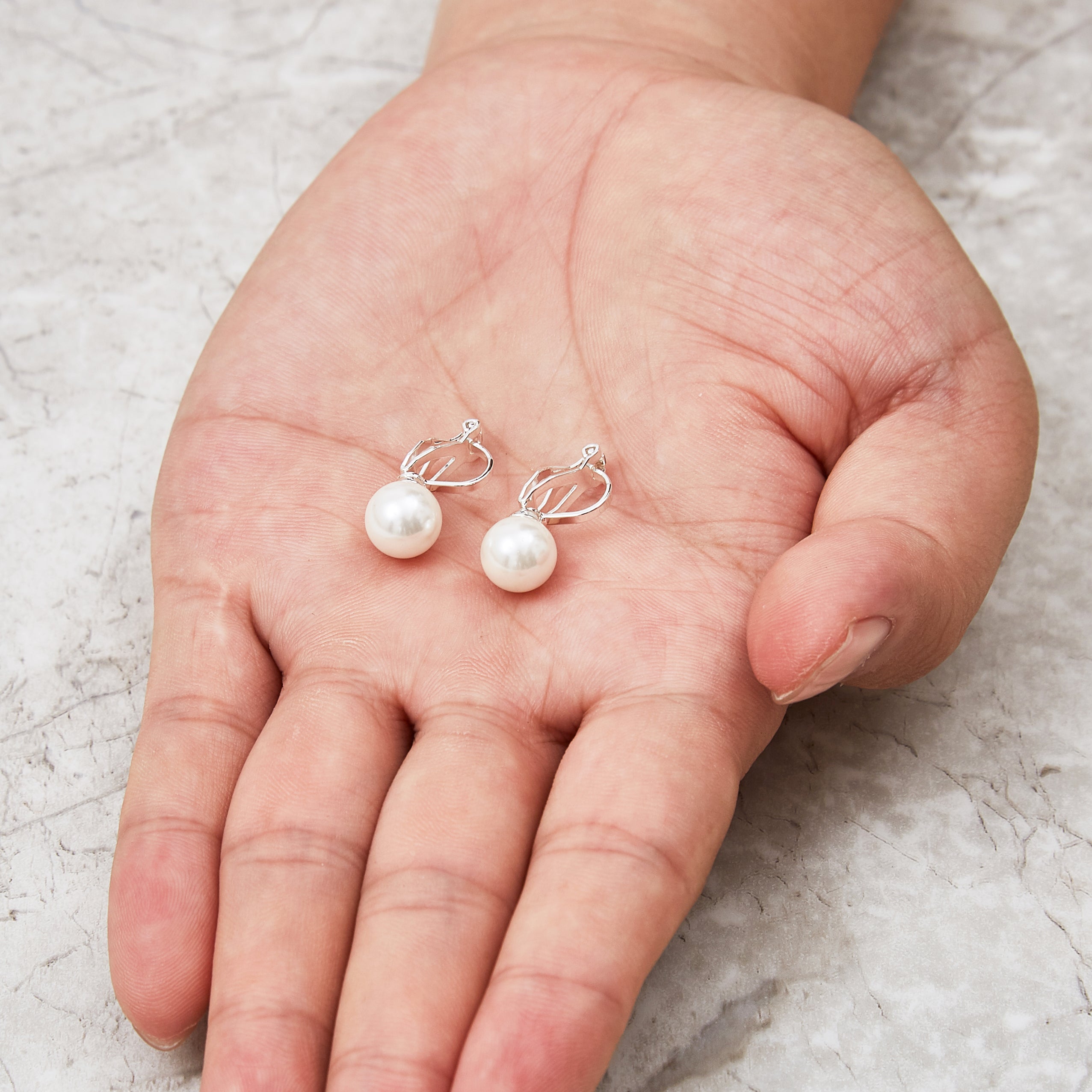 Silver Plated Pearl Clip On Earrings