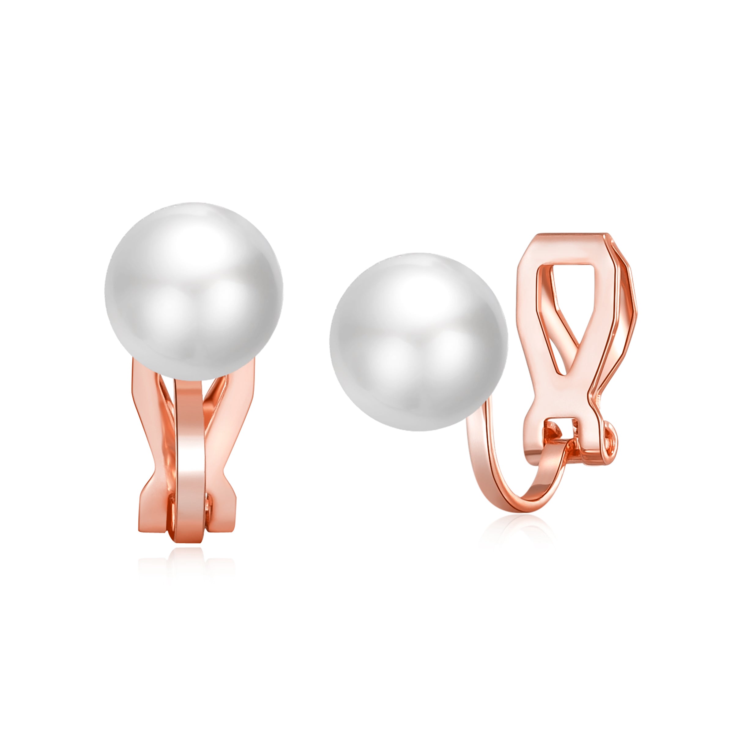 Rose Gold Plated Pearl Clip On Earrings by Philip Jones Jewellery