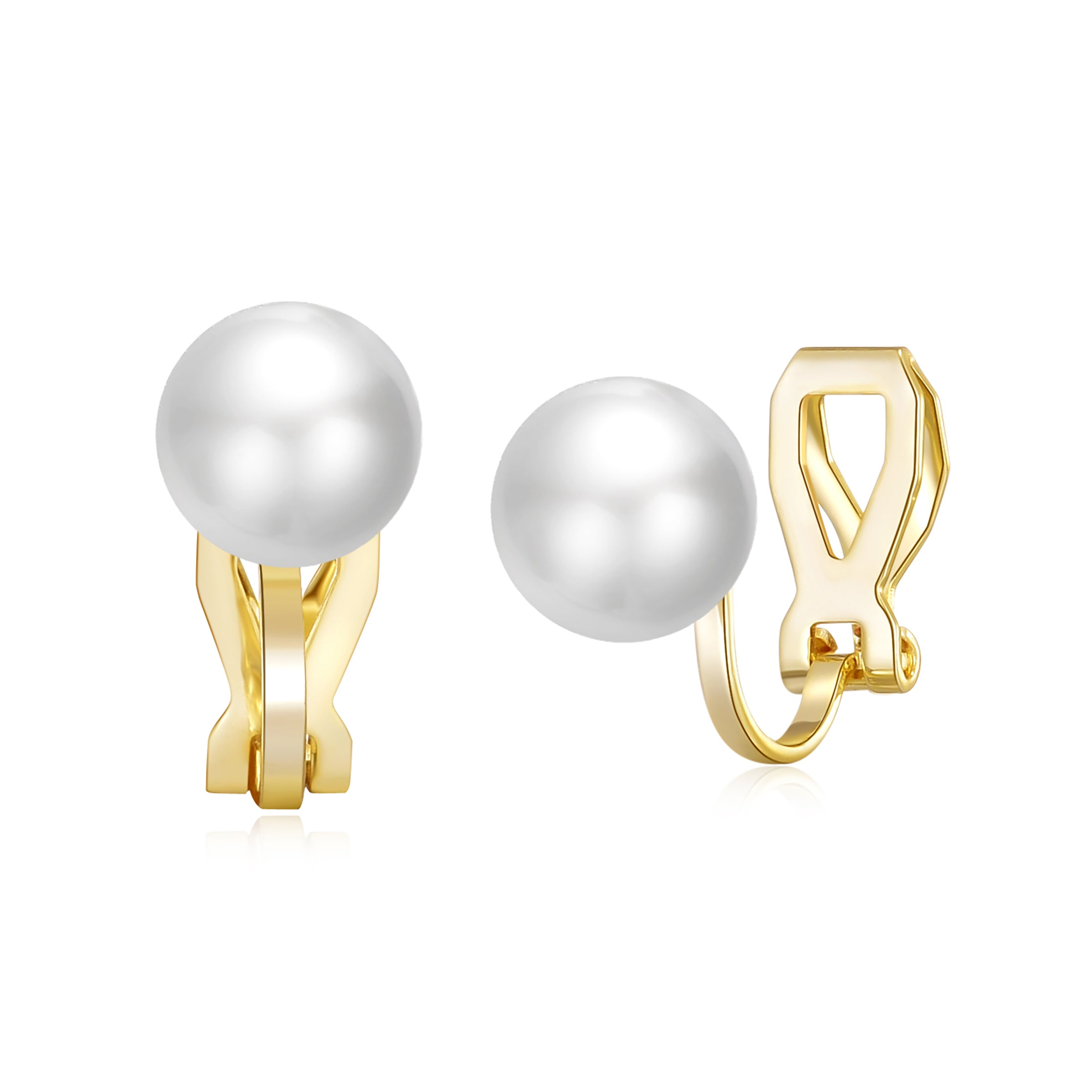 Gold Plated Pearl Clip On Earrings by Philip Jones Jewellery