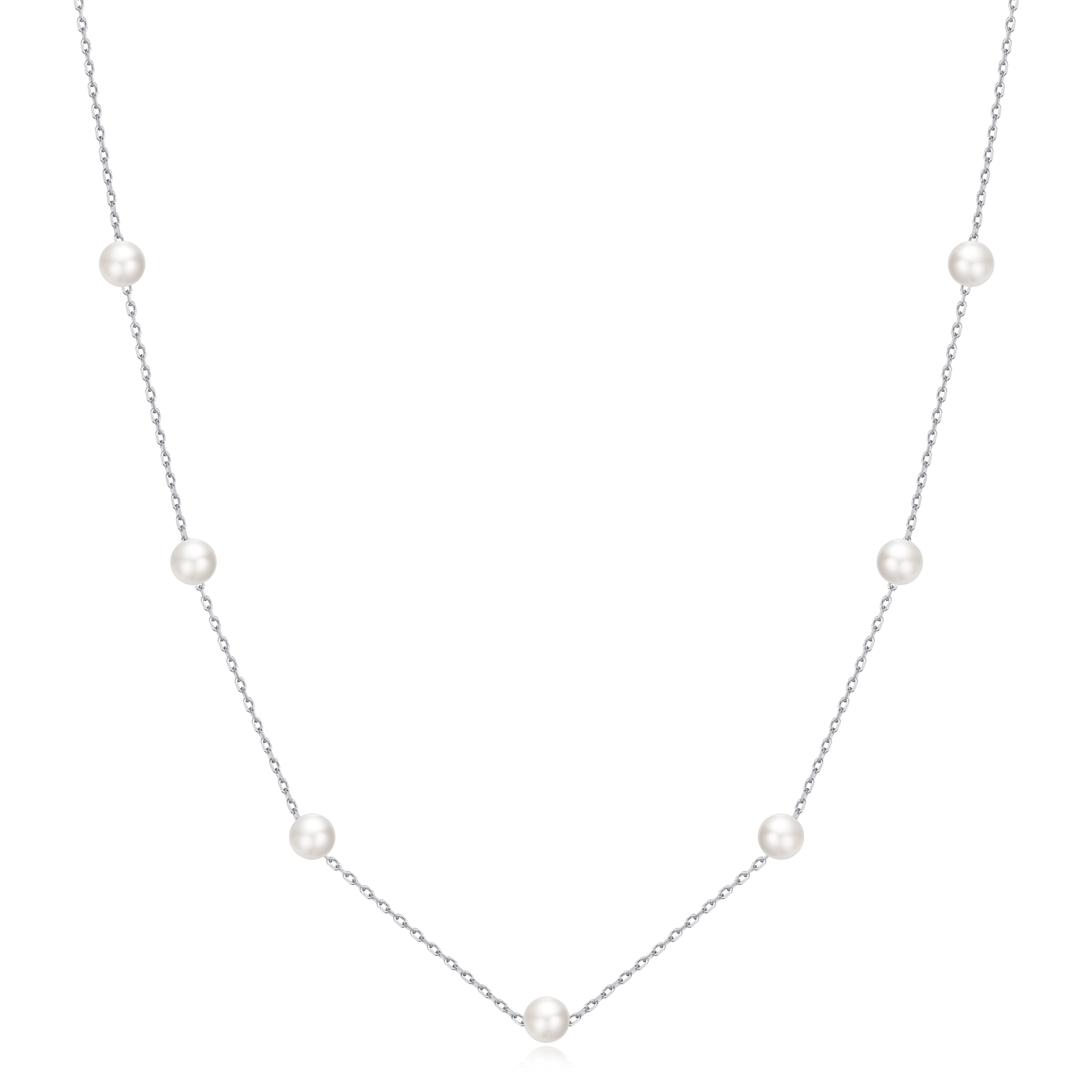 Silver Plated Pearl Chain Necklace by Philip Jones Jewellery