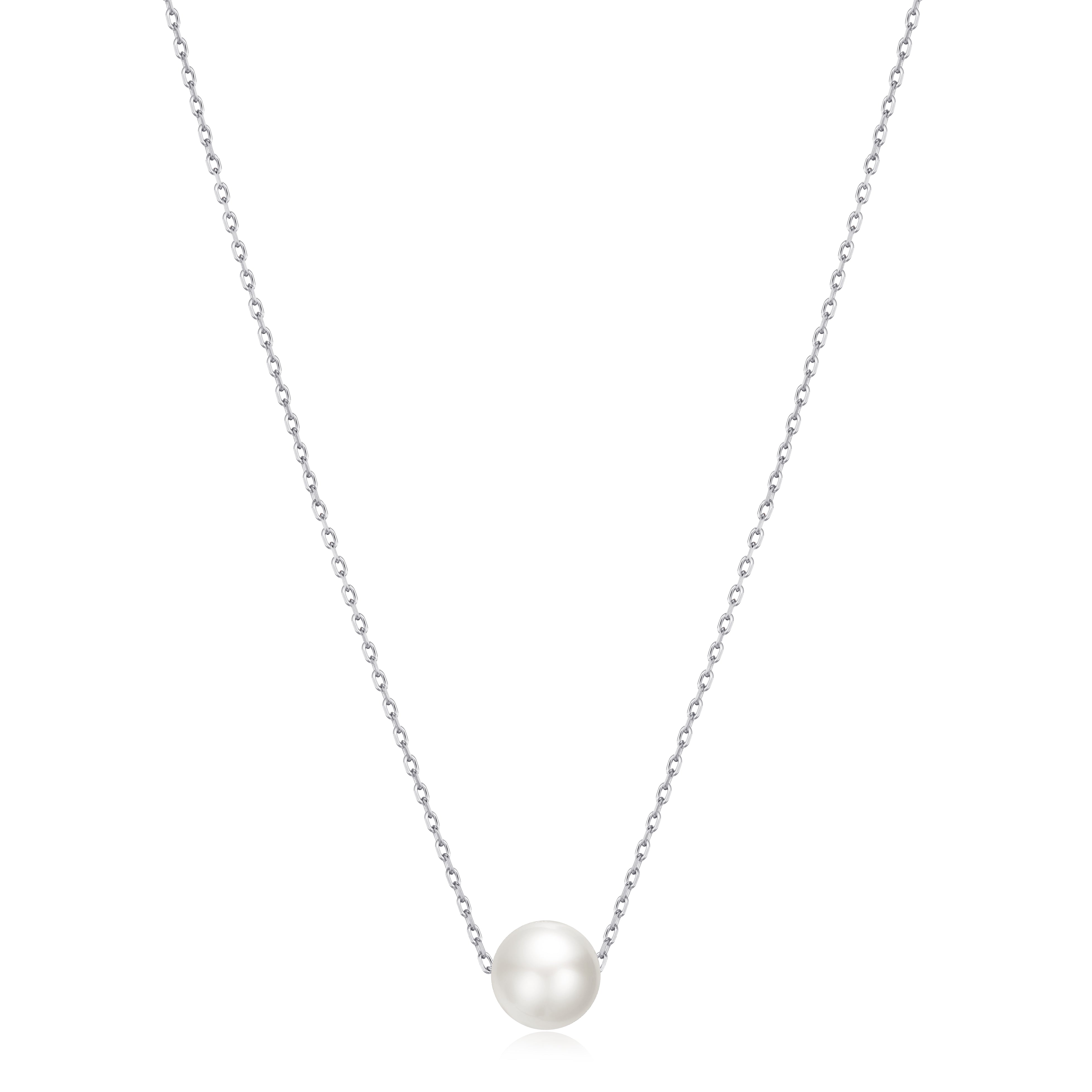 Silver Plated Single Pearl Necklace