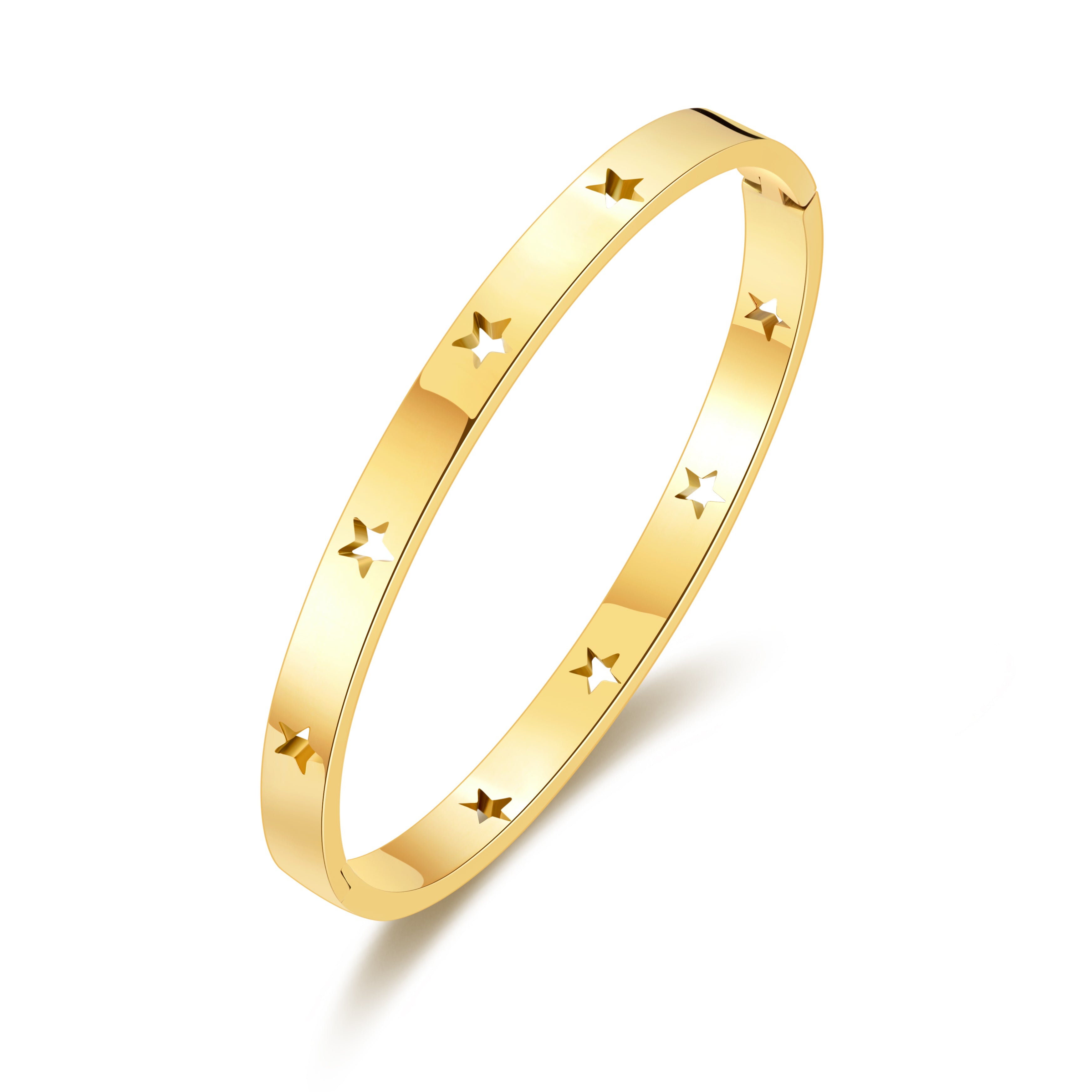 Gold Plated Stainless Steel Star Bangle by Philip Jones Jewellery