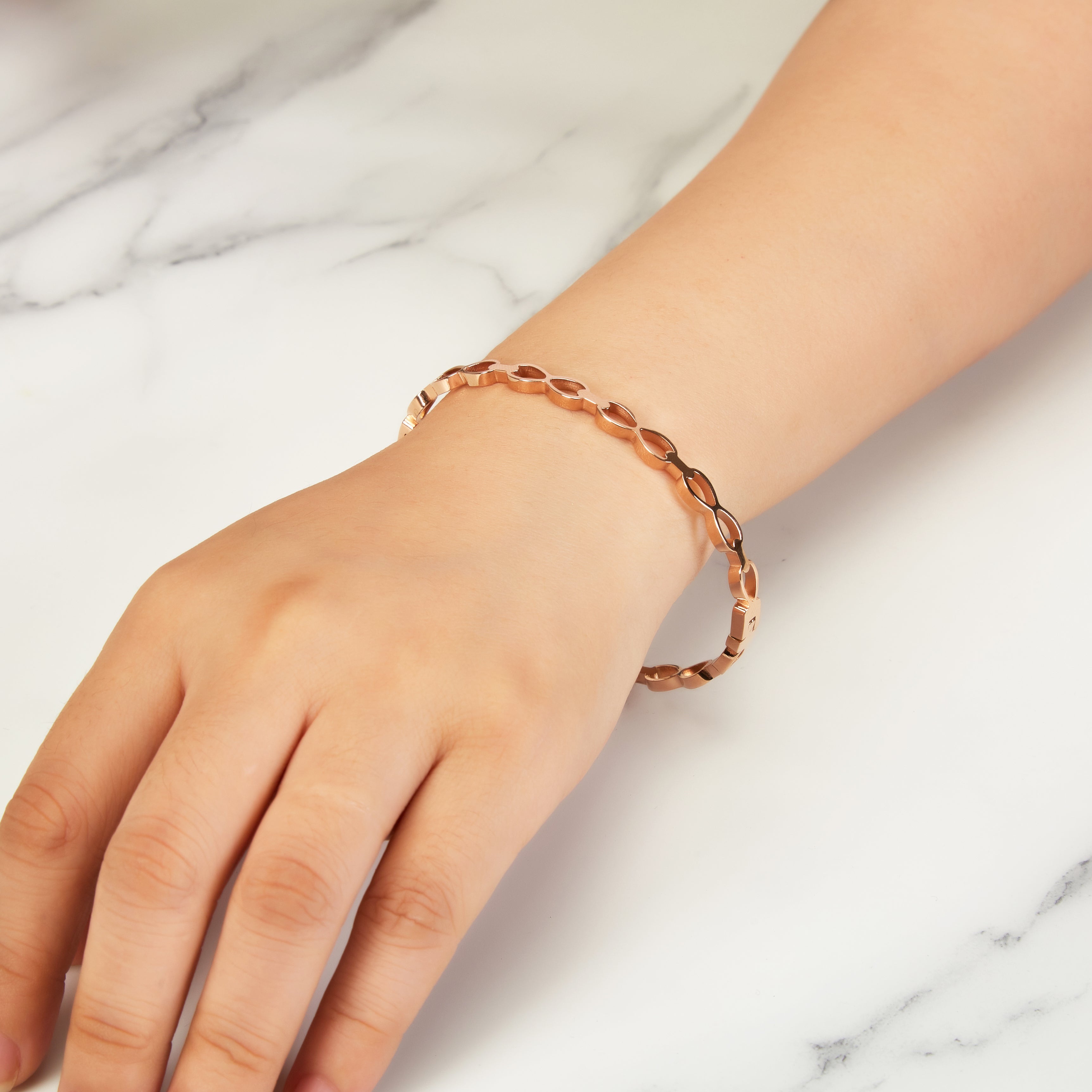 Rose Gold Plated Infinity Bangle