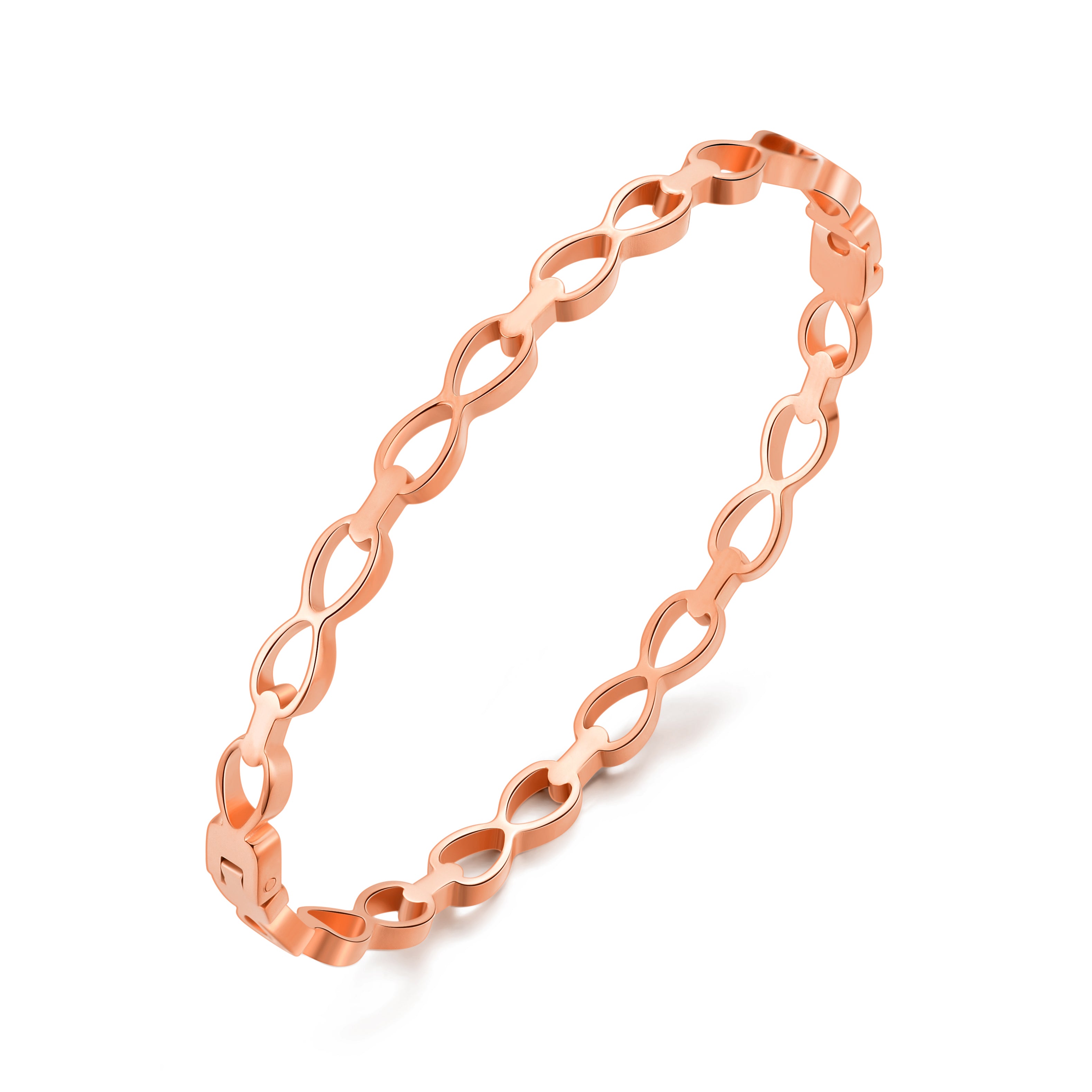 Rose Gold Plated Infinity Bangle by Philip Jones Jewellery