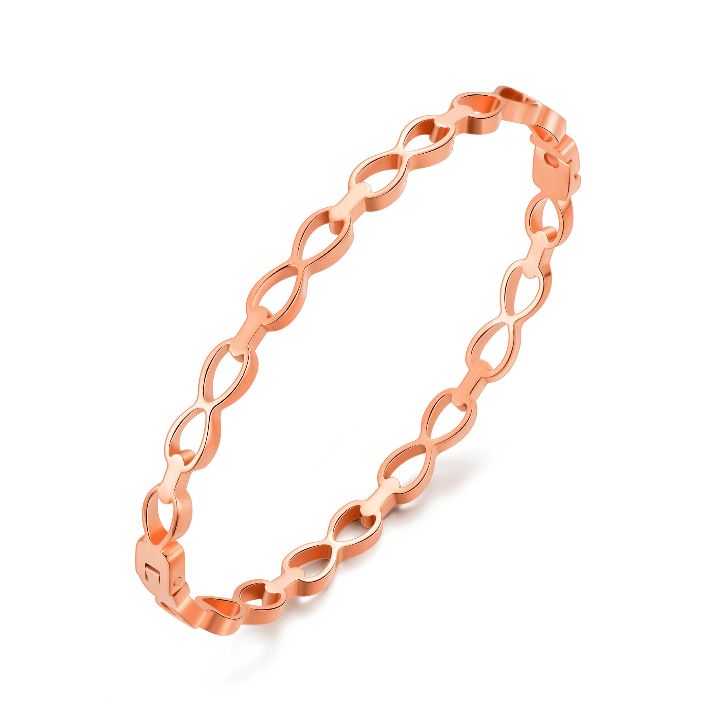 Rose Gold Plated Stainless Steel Infinity Bangle (7 Inch)