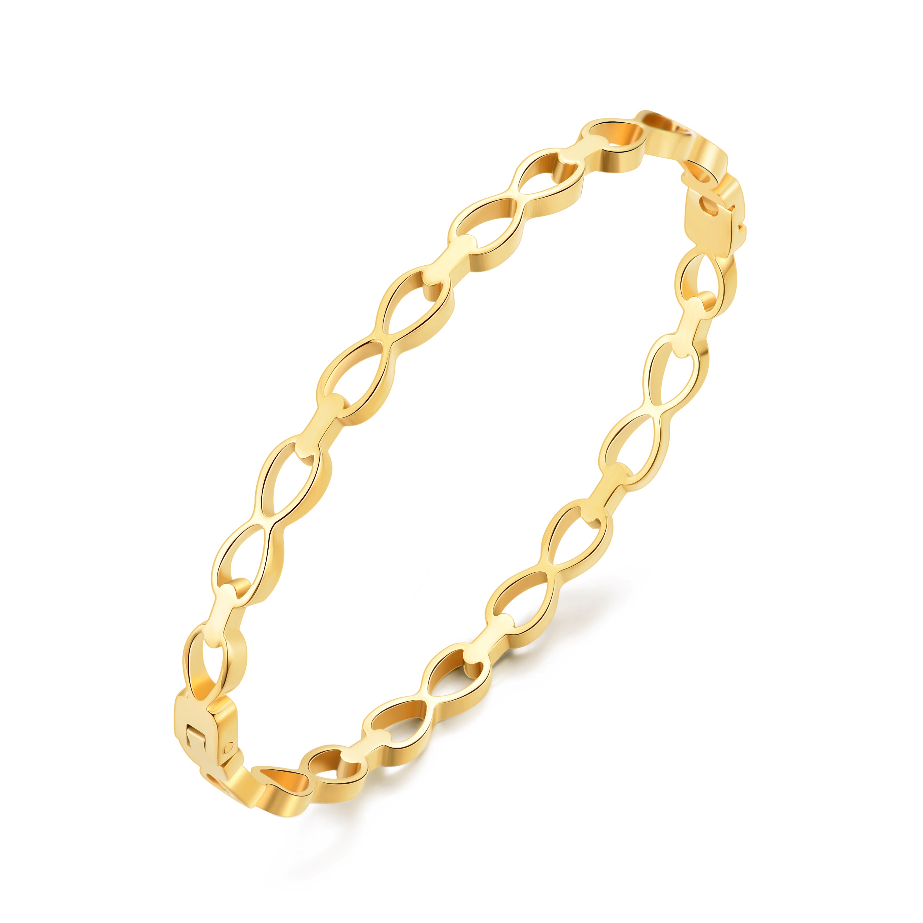 Gold Plated Infinity Bangle by Philip Jones Jewellery