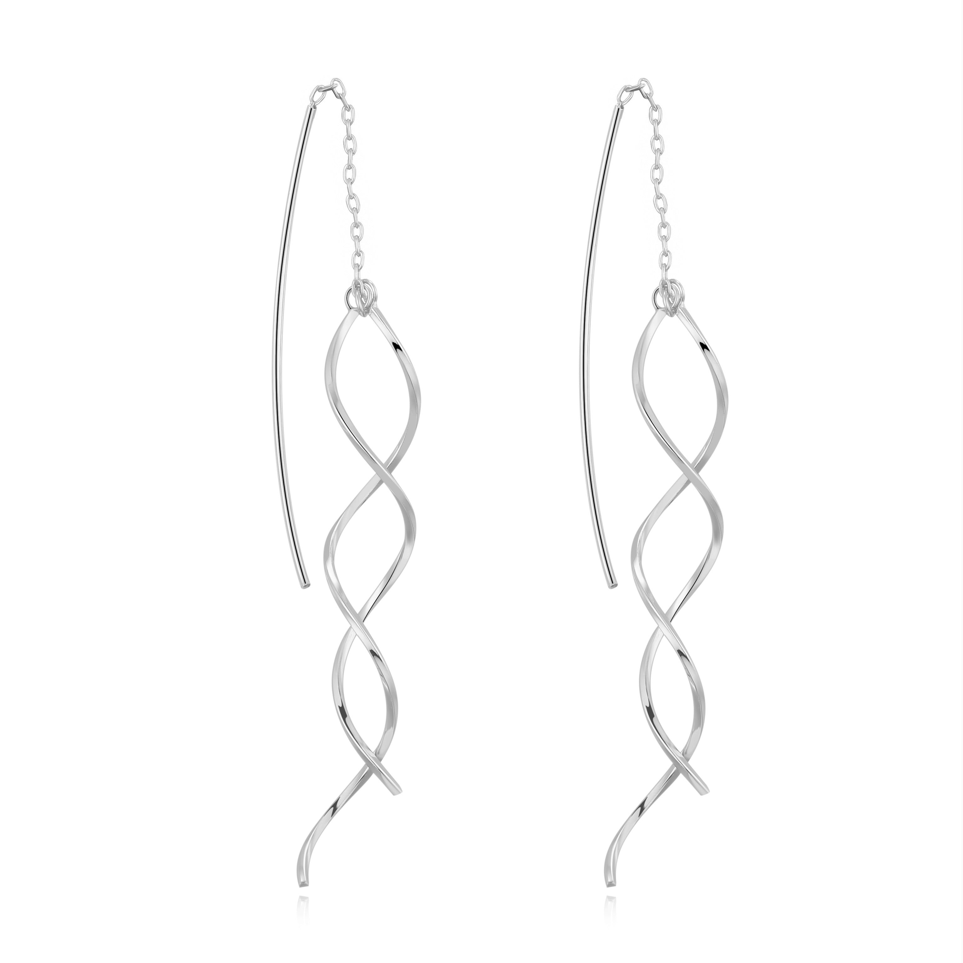 Silver Plated Spiral Thread Earrings by Philip Jones Jewellery