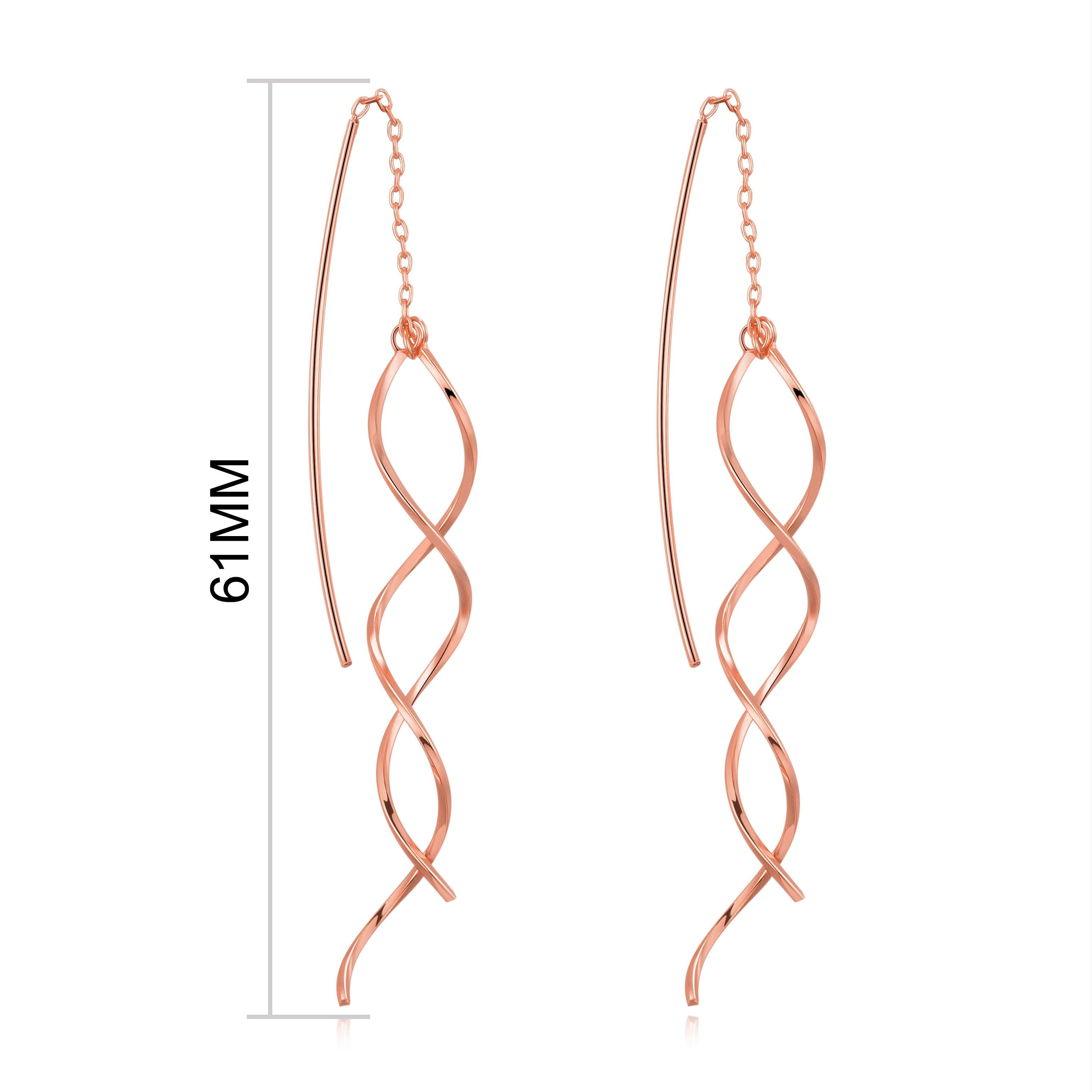 Rose Gold Plated Spiral Thread Earrings