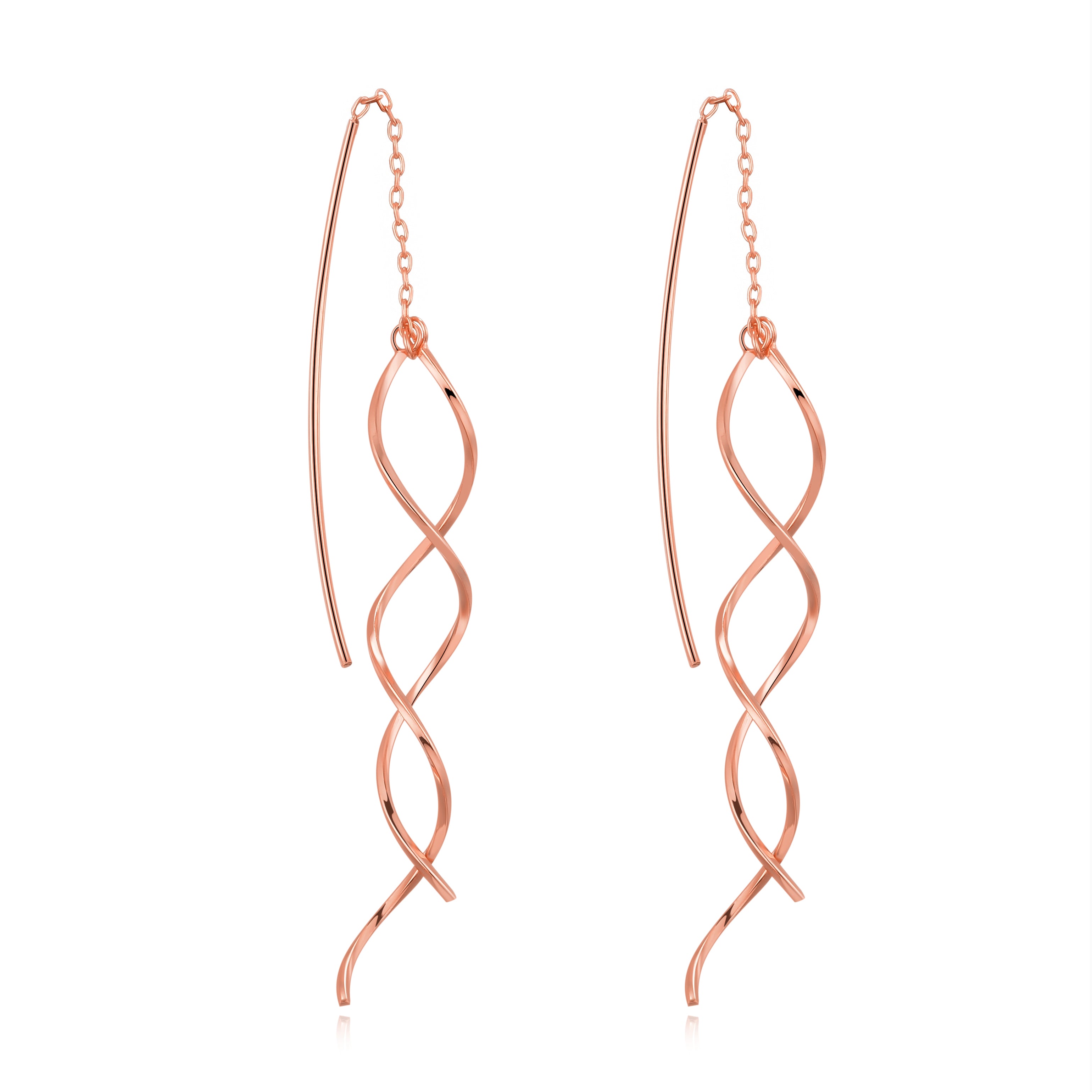 Rose Gold Plated Spiral Thread Earrings by Philip Jones Jewellery