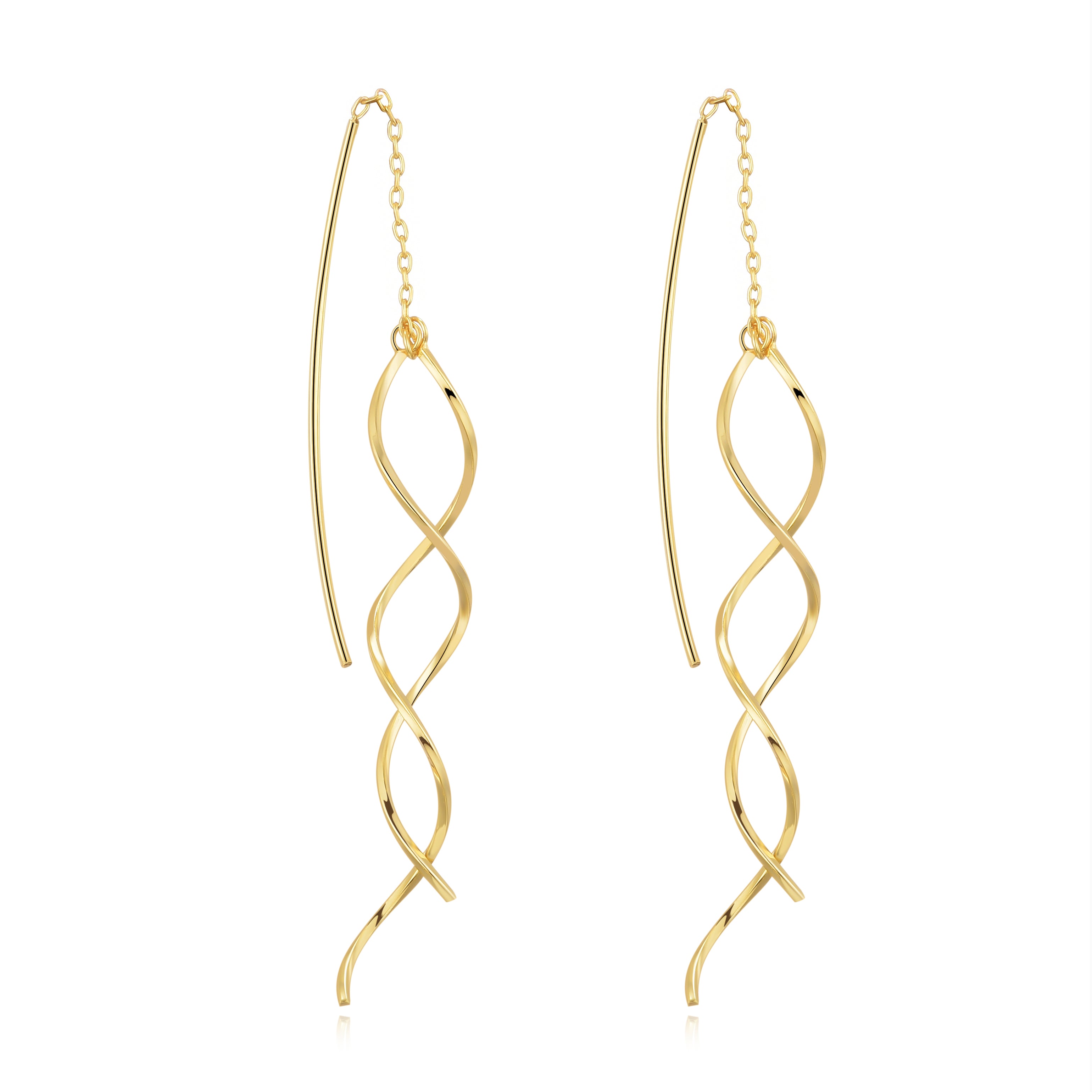 Gold Plated Spiral Thread Earrings by Philip Jones Jewellery