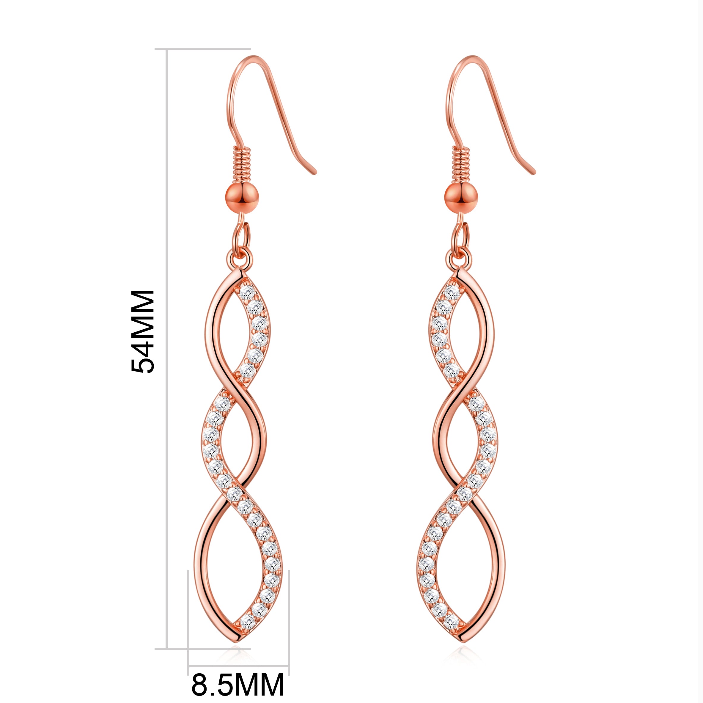 Rose Gold Plated Twist Drop Earrings Created with Zircondia® Crystals