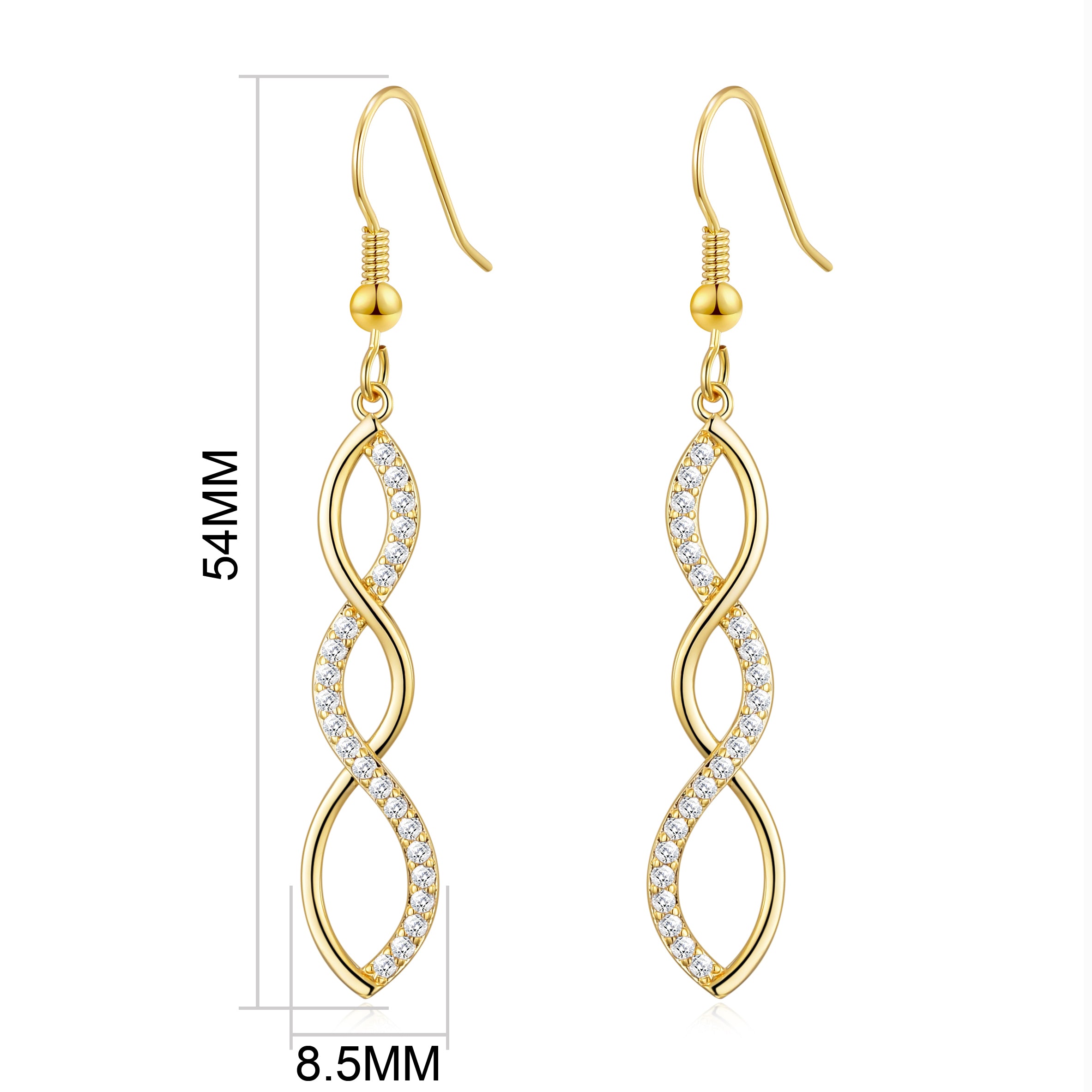 Gold Plated Twist Drop Earrings Created with Zircondia® Crystals