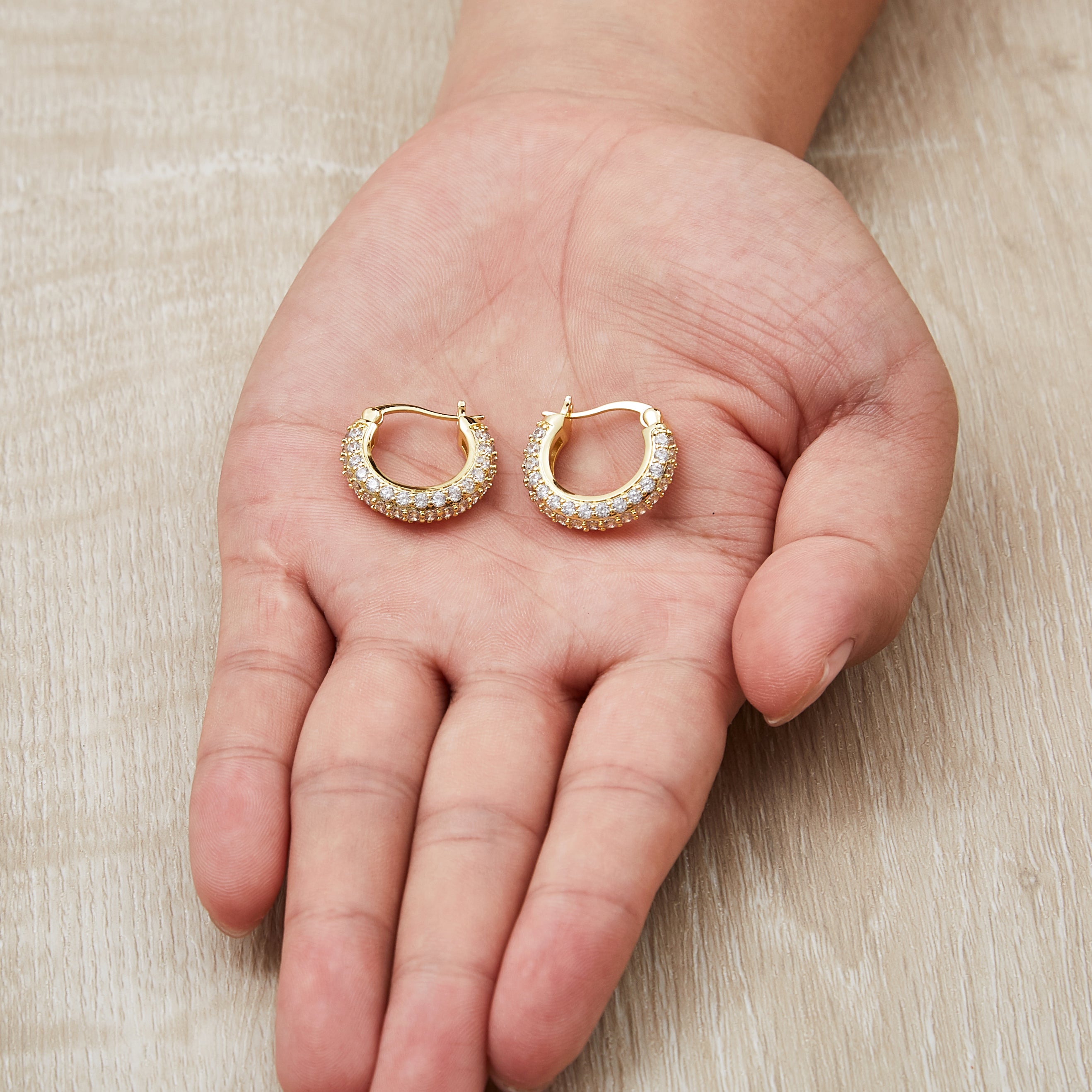 Gold Plated 20mm Pave Hoop Earrings Created with Zircondia® Crystals